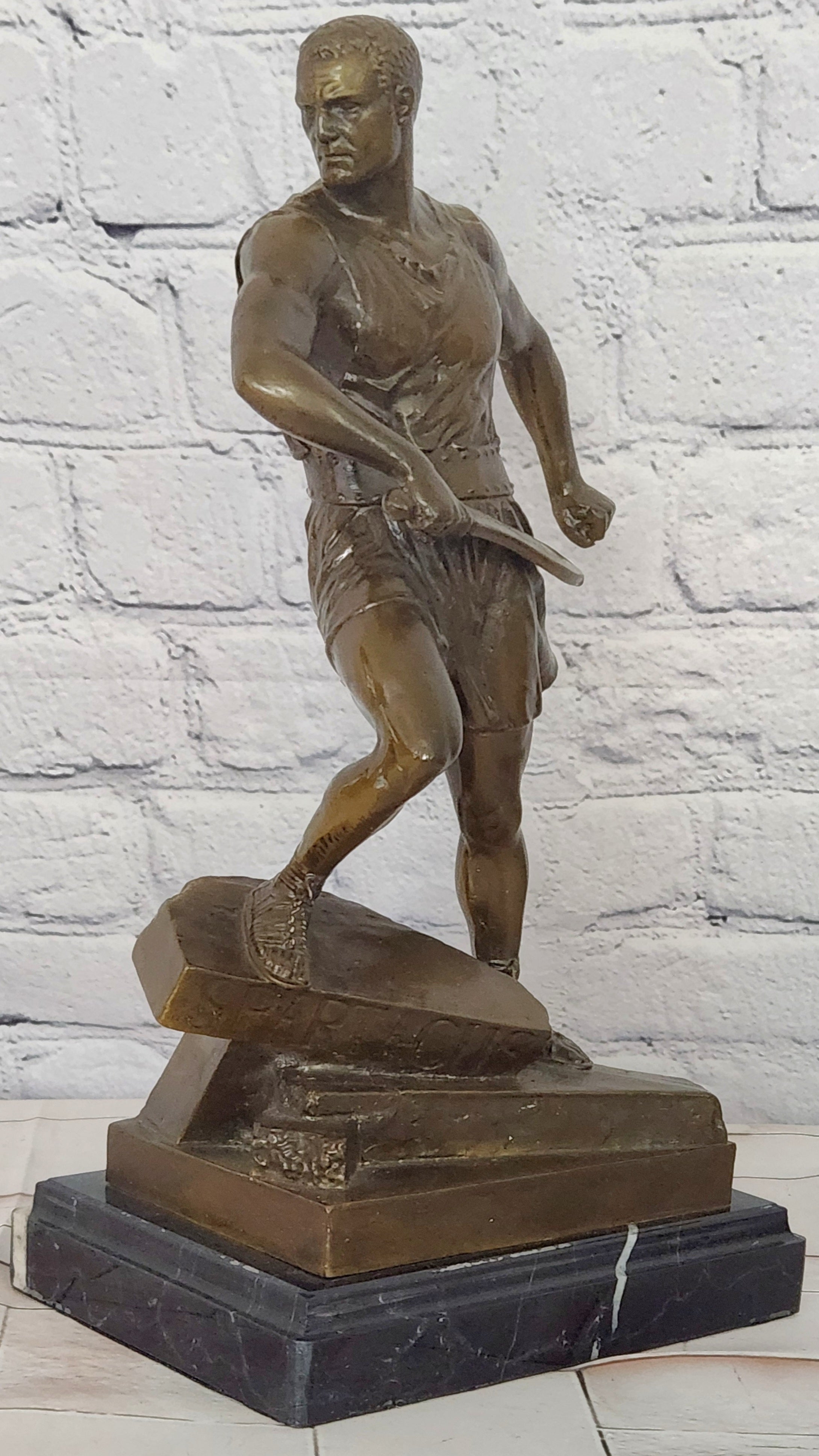 Bronze Warrior with Sword Sculpture J Mavchi Roman Style Limited Edition Art Statue