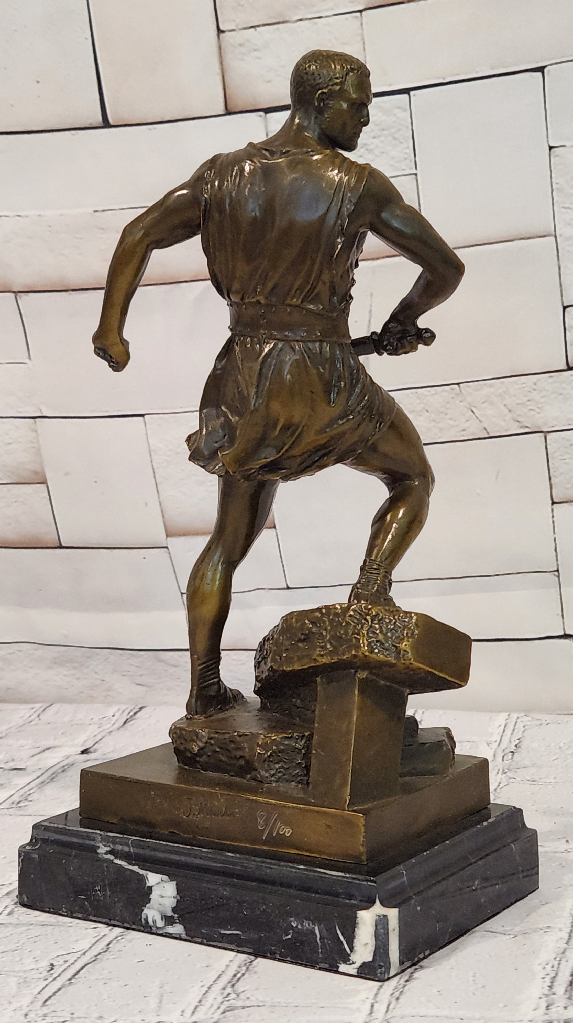 Bronze Warrior with Sword Sculpture J Mavchi Roman Style Limited Edition Art Statue
