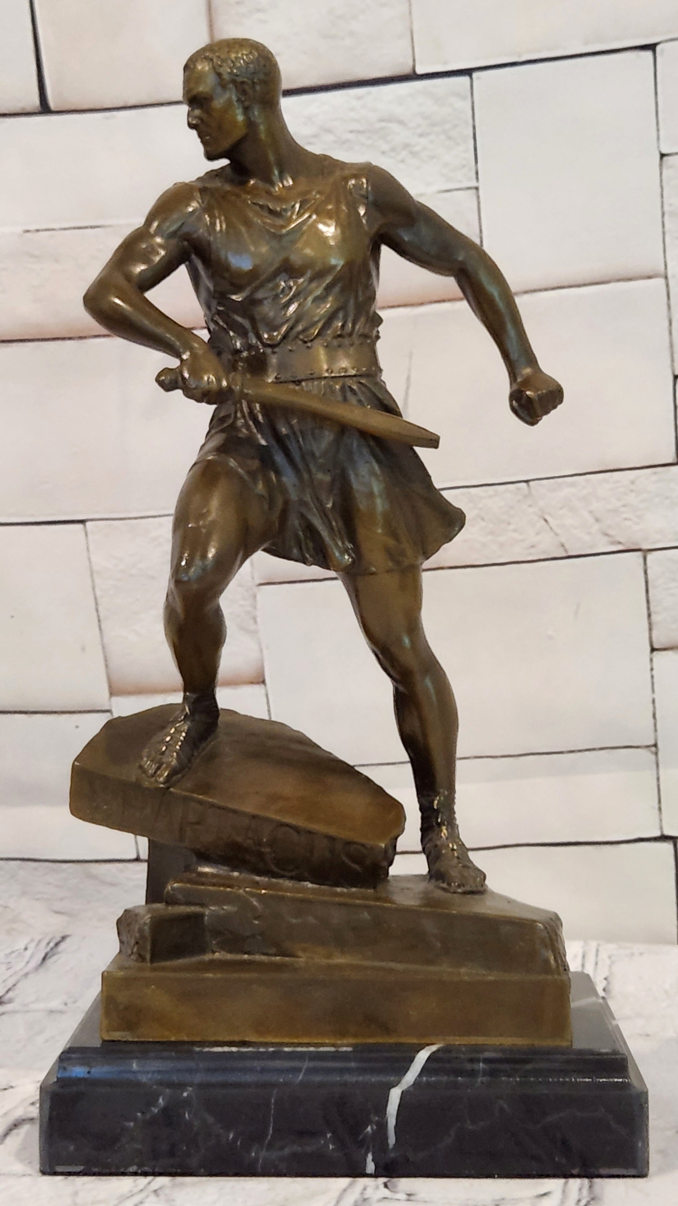 Bronze Warrior with Sword Sculpture J Mavchi Roman Style Limited Edition Art Statue