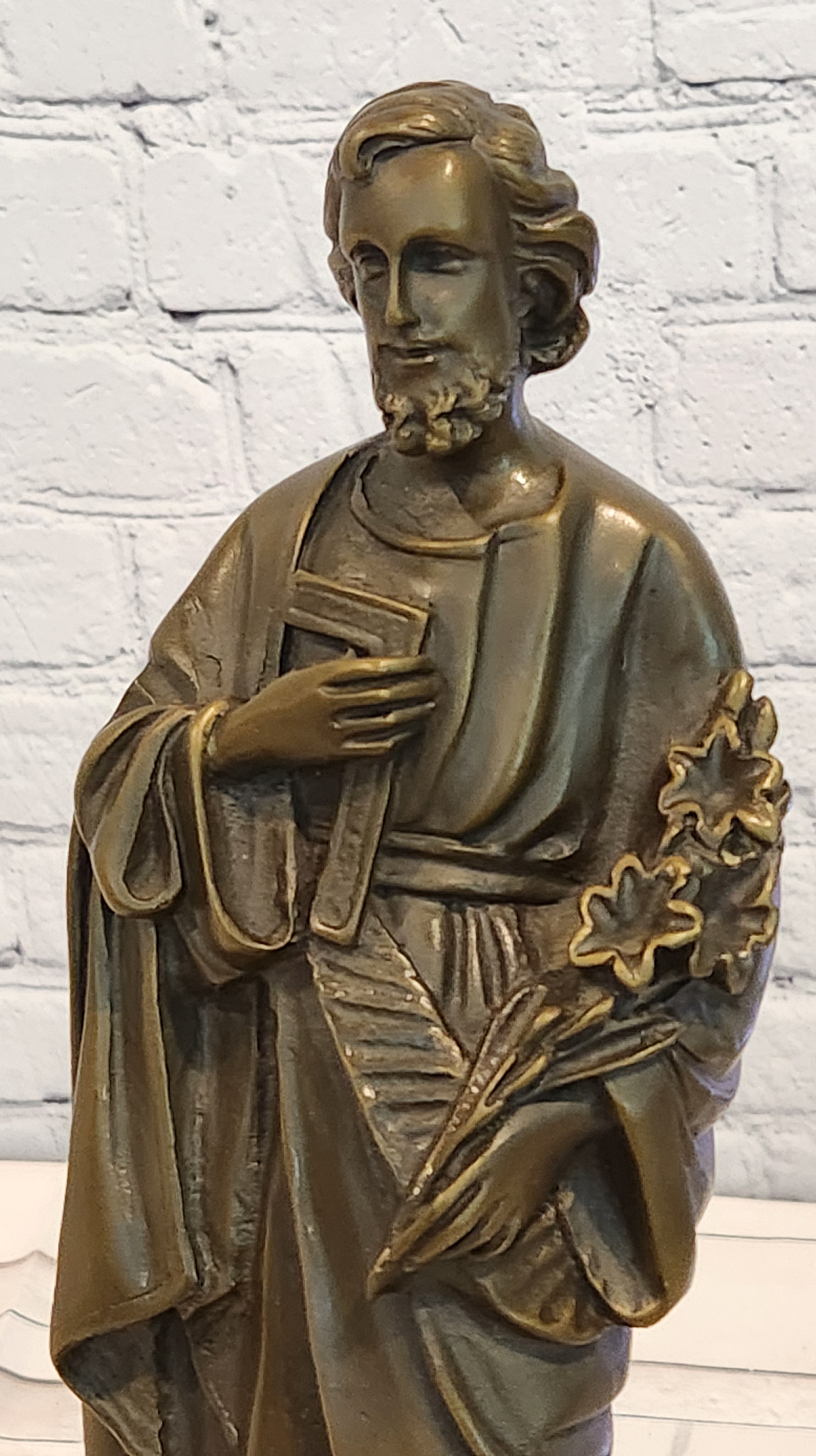 Bronze Saint Joseph Figurine Signed Valli Religious Church Art Fine Art Statue