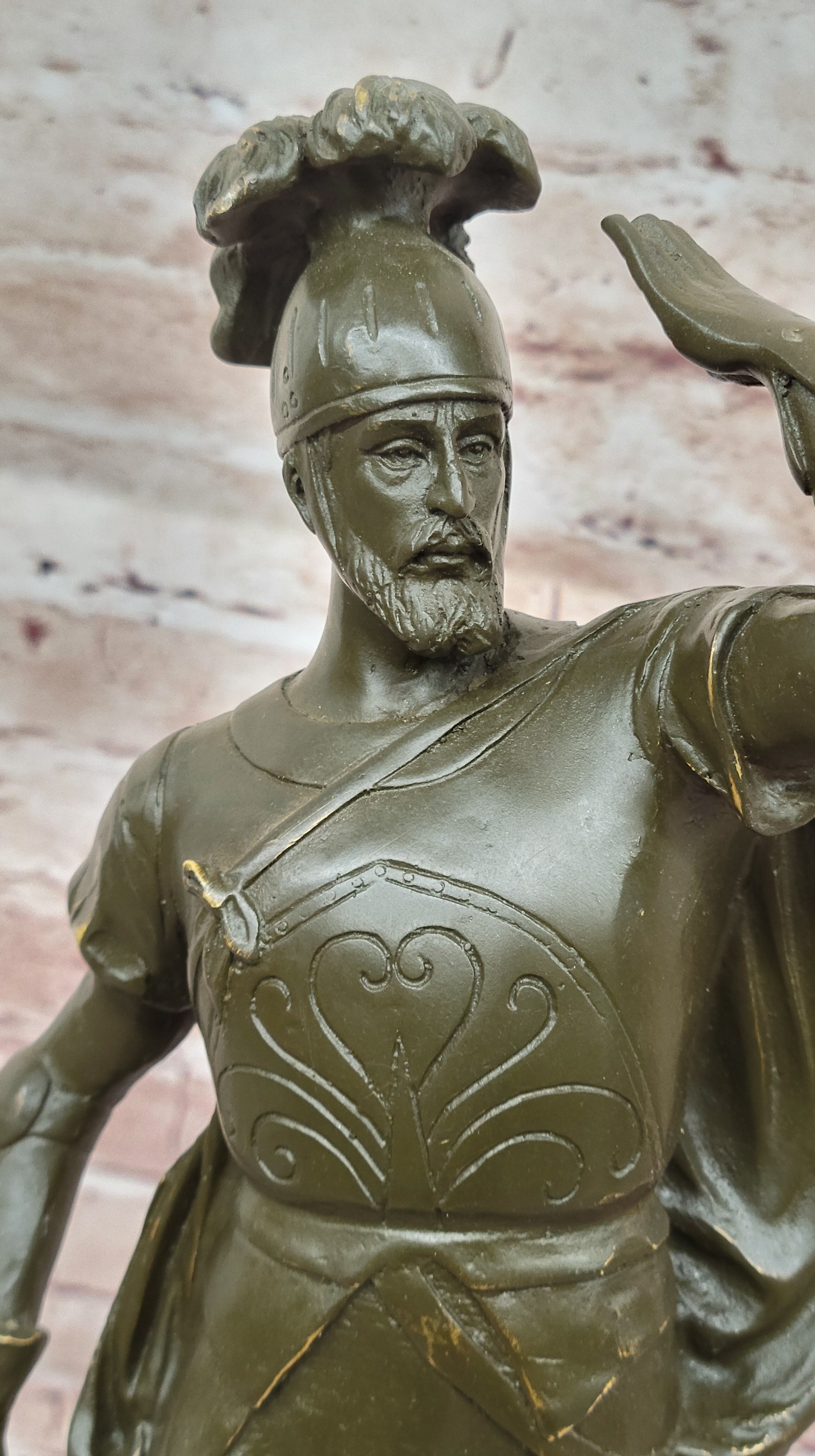 Bronze Statue of Sword-Wielding Spanish Soldier Sculpture Signed by E. Drouot Collectible Art