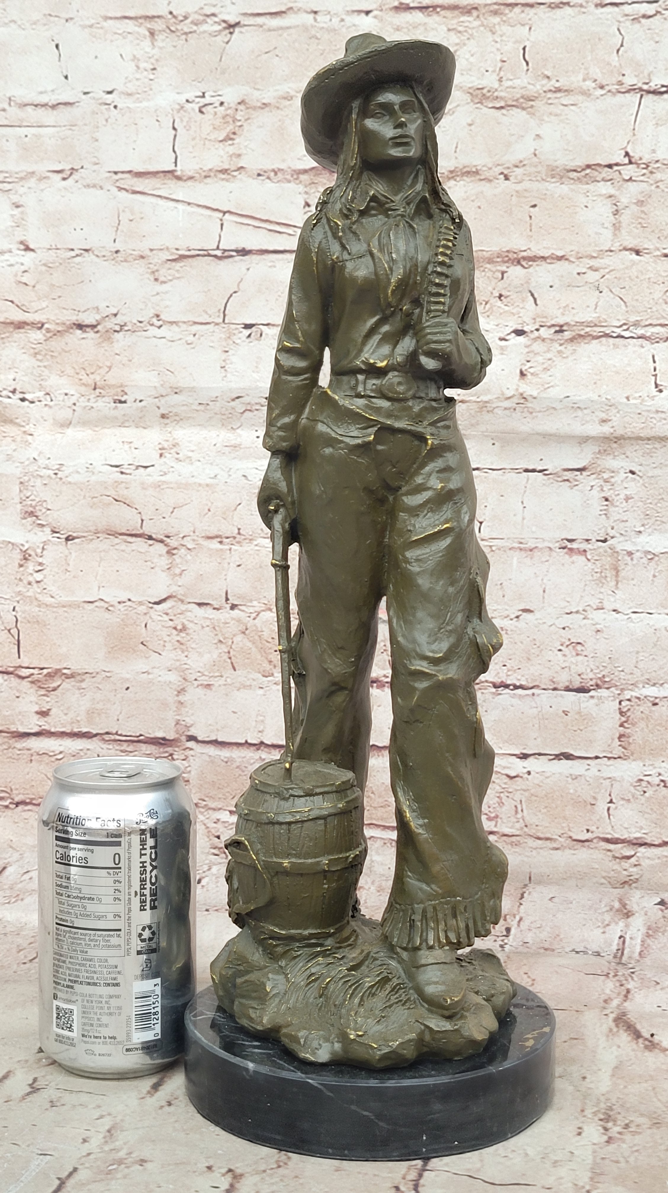 Genuine Bronze Cowgirl Woman Sculpture Western Figurine by Milo Signed and Numbered