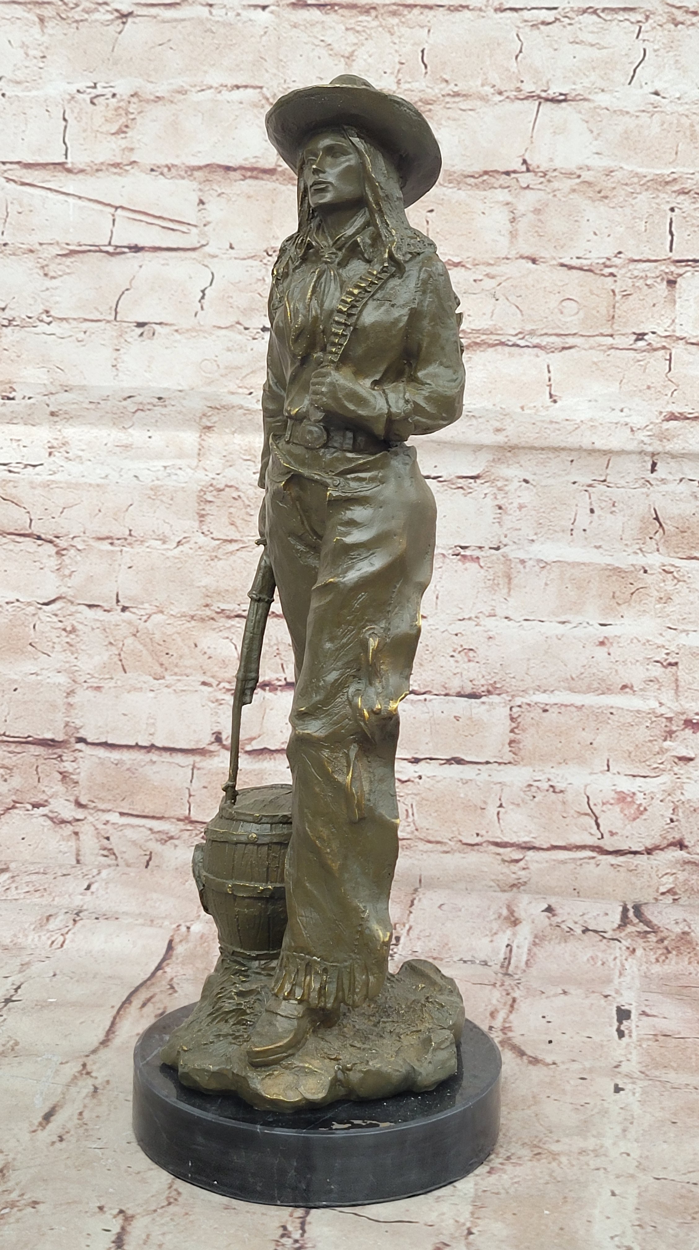 Genuine Bronze Cowgirl Woman Sculpture Western Figurine by Milo Signed and Numbered