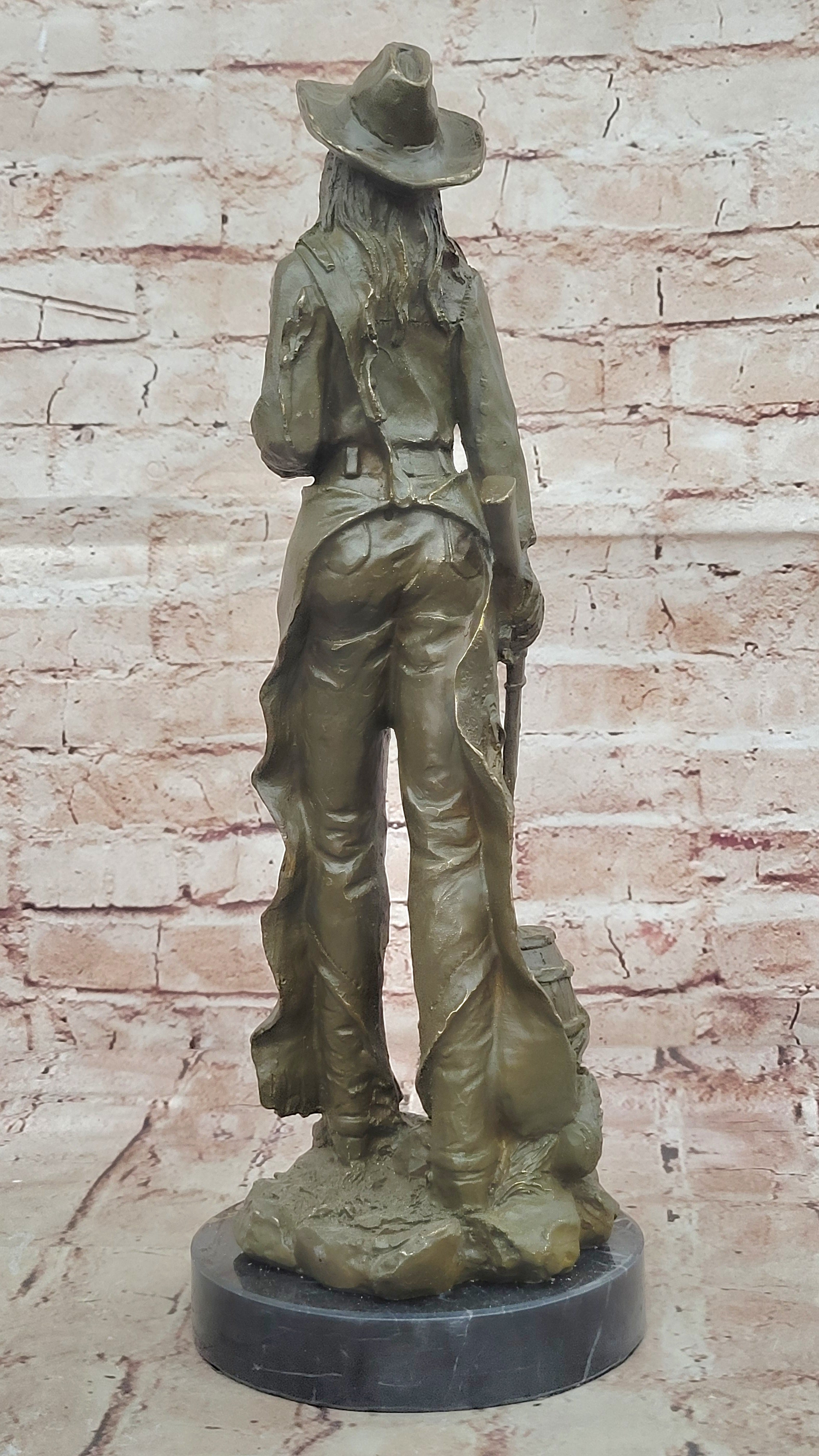 Genuine Bronze Cowgirl Woman Sculpture Western Figurine by Milo Signed and Numbered