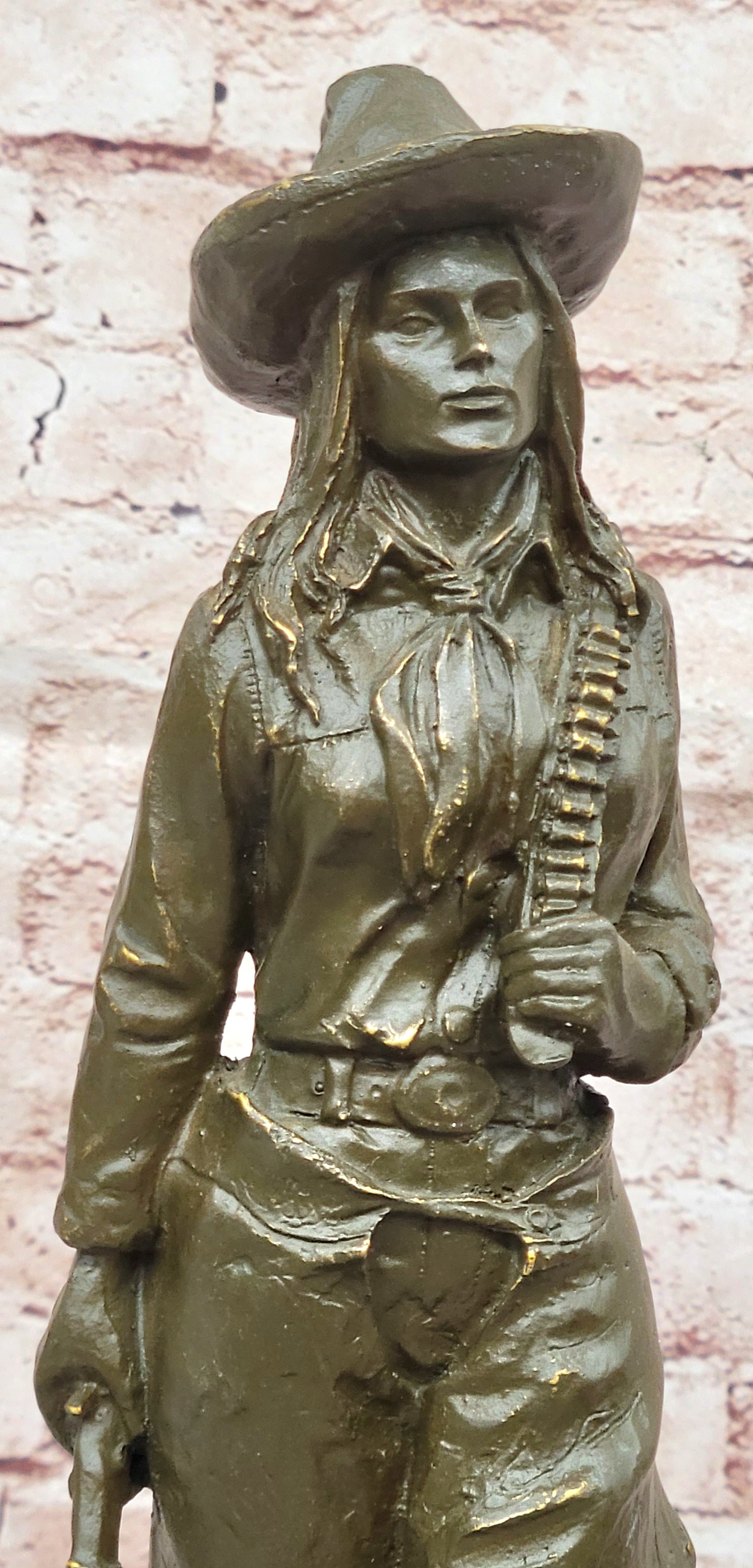 Genuine Bronze Cowgirl Woman Sculpture Western Figurine by Milo Signed and Numbered