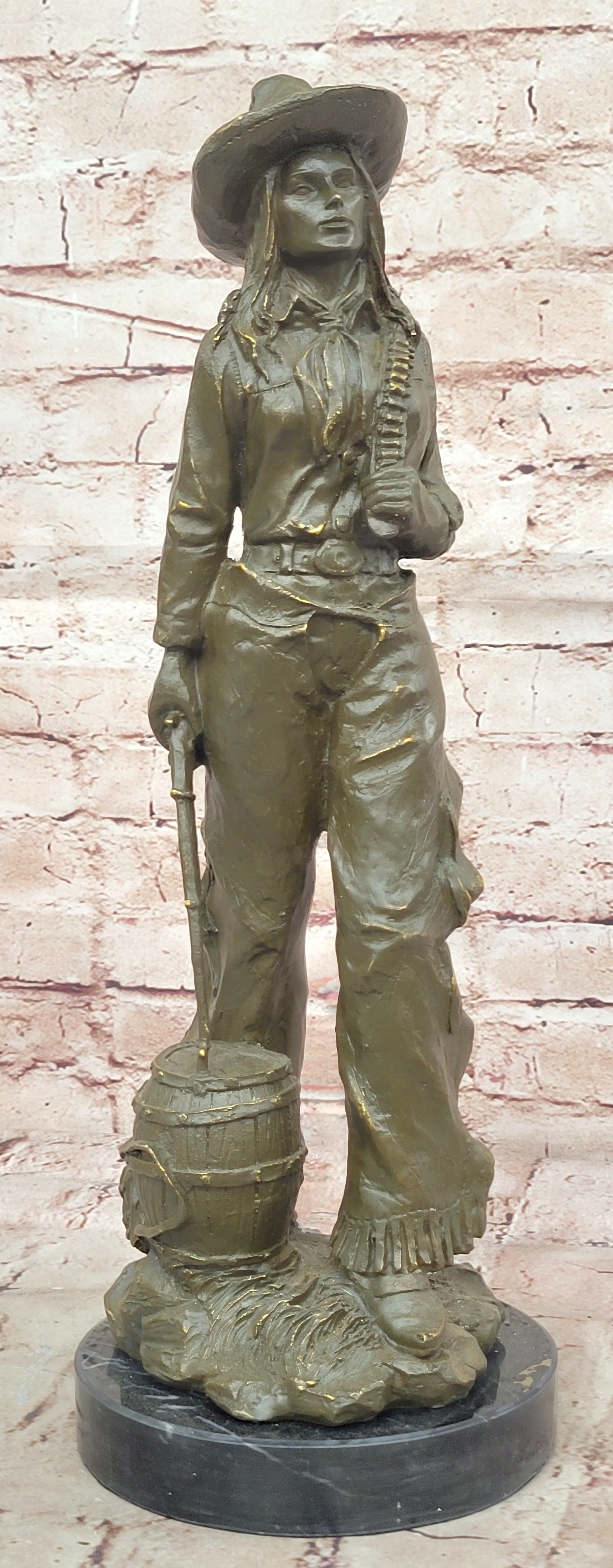 Genuine Bronze Cowgirl Woman Sculpture Western Figurine by Milo Signed and Numbered