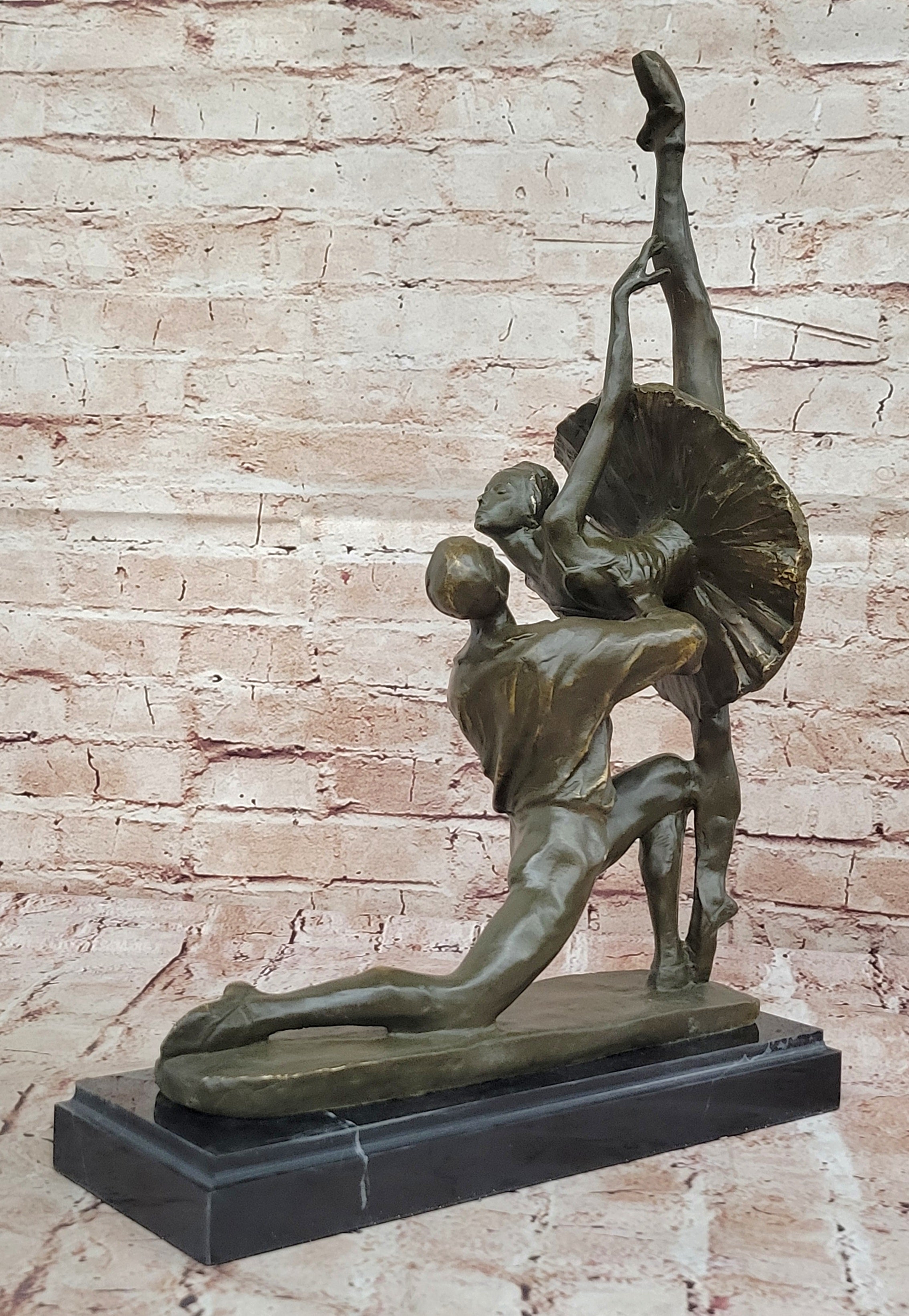 Classic Bronze Ballerina Pair Statue by Aldo Vitaleh Handcrafted Home Art Decor Gift