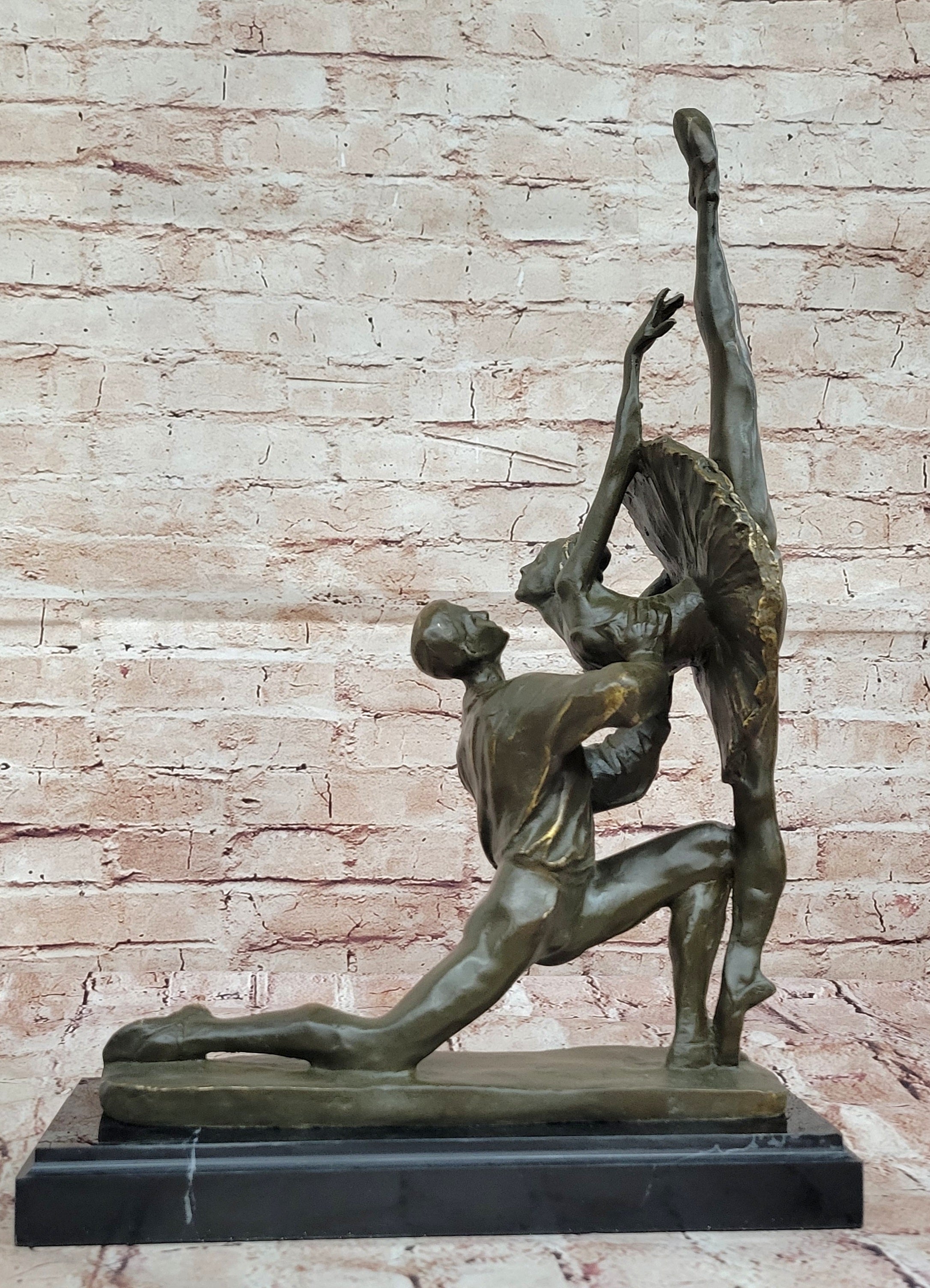 Classic Bronze Ballerina Pair Statue by Aldo Vitaleh Handcrafted Home Art Decor Gift