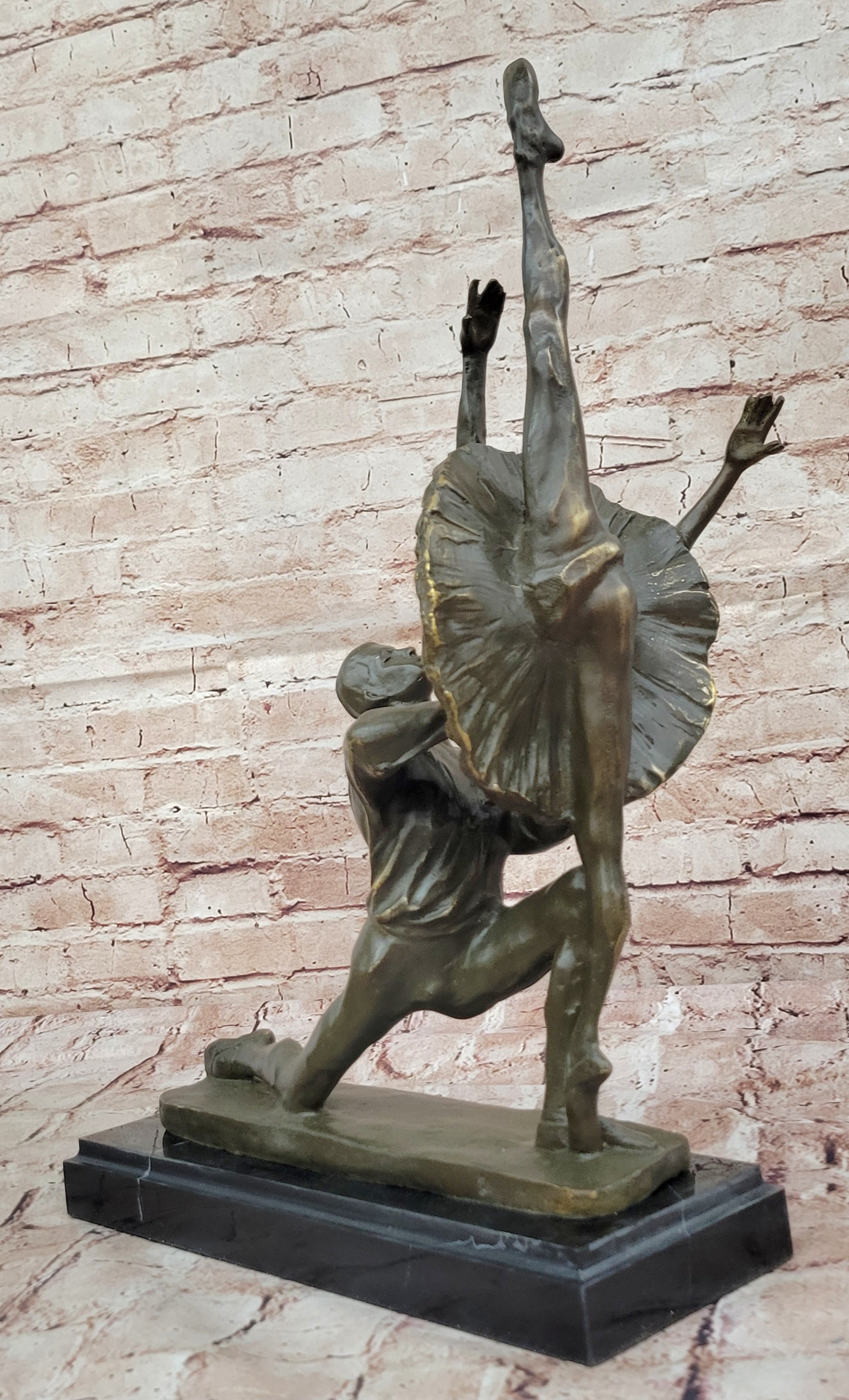 Classic Bronze Ballerina Pair Statue by Aldo Vitaleh Handcrafted Home Art Decor Gift