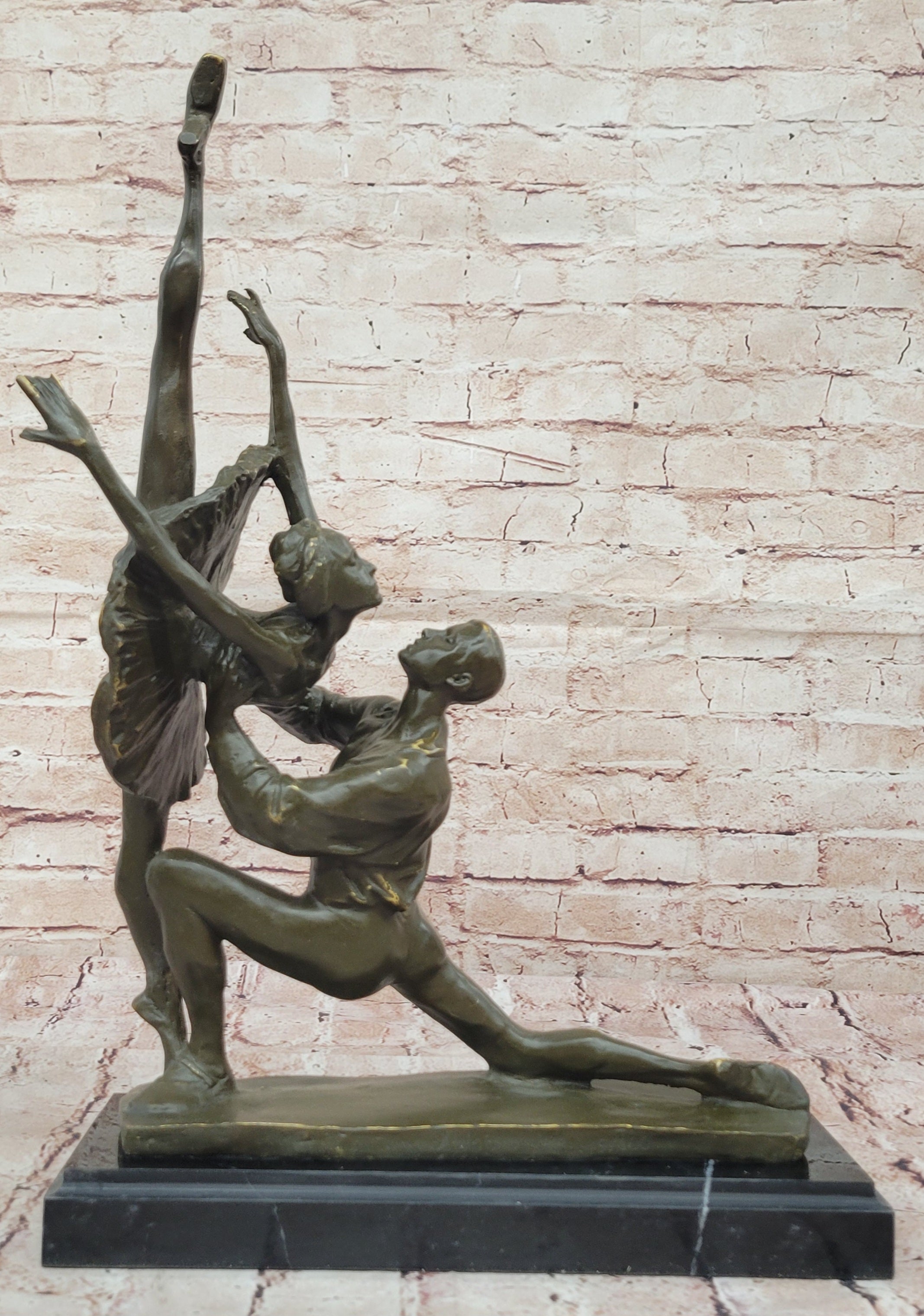 Classic Bronze Ballerina Pair Statue by Aldo Vitaleh Handcrafted Home Art Decor Gift