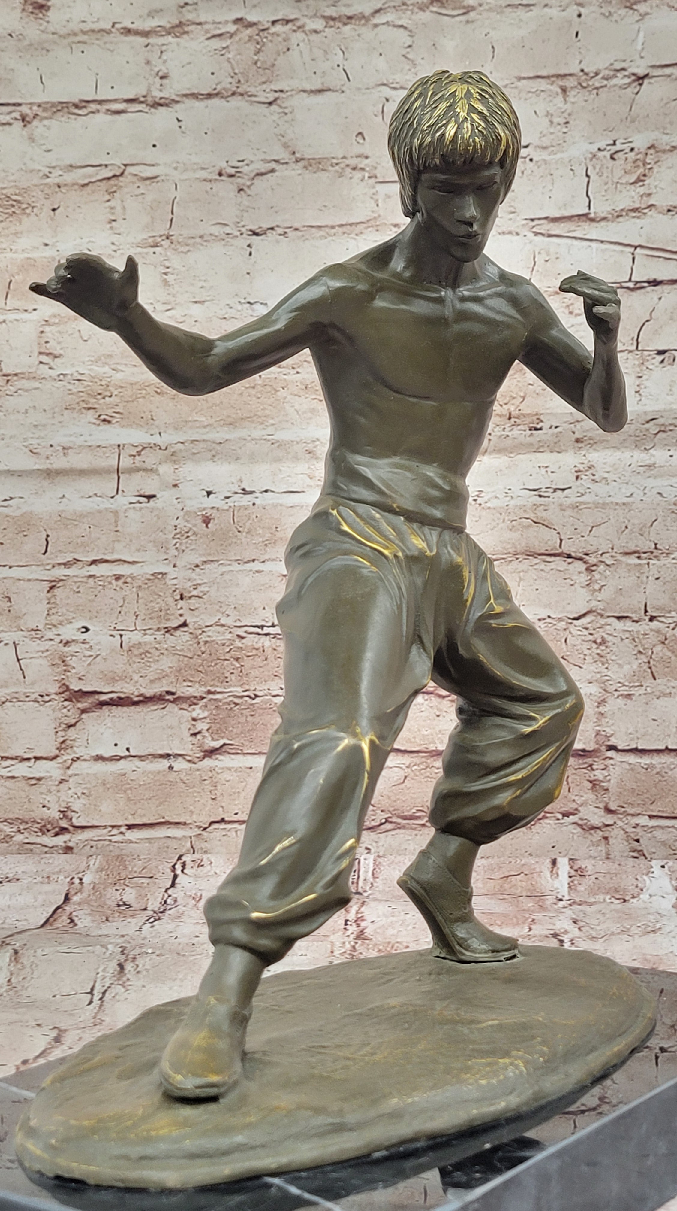 Pure Copper Bruce Lee Martial Arts Statue Signed by Mavchi Limited Edition Collectible