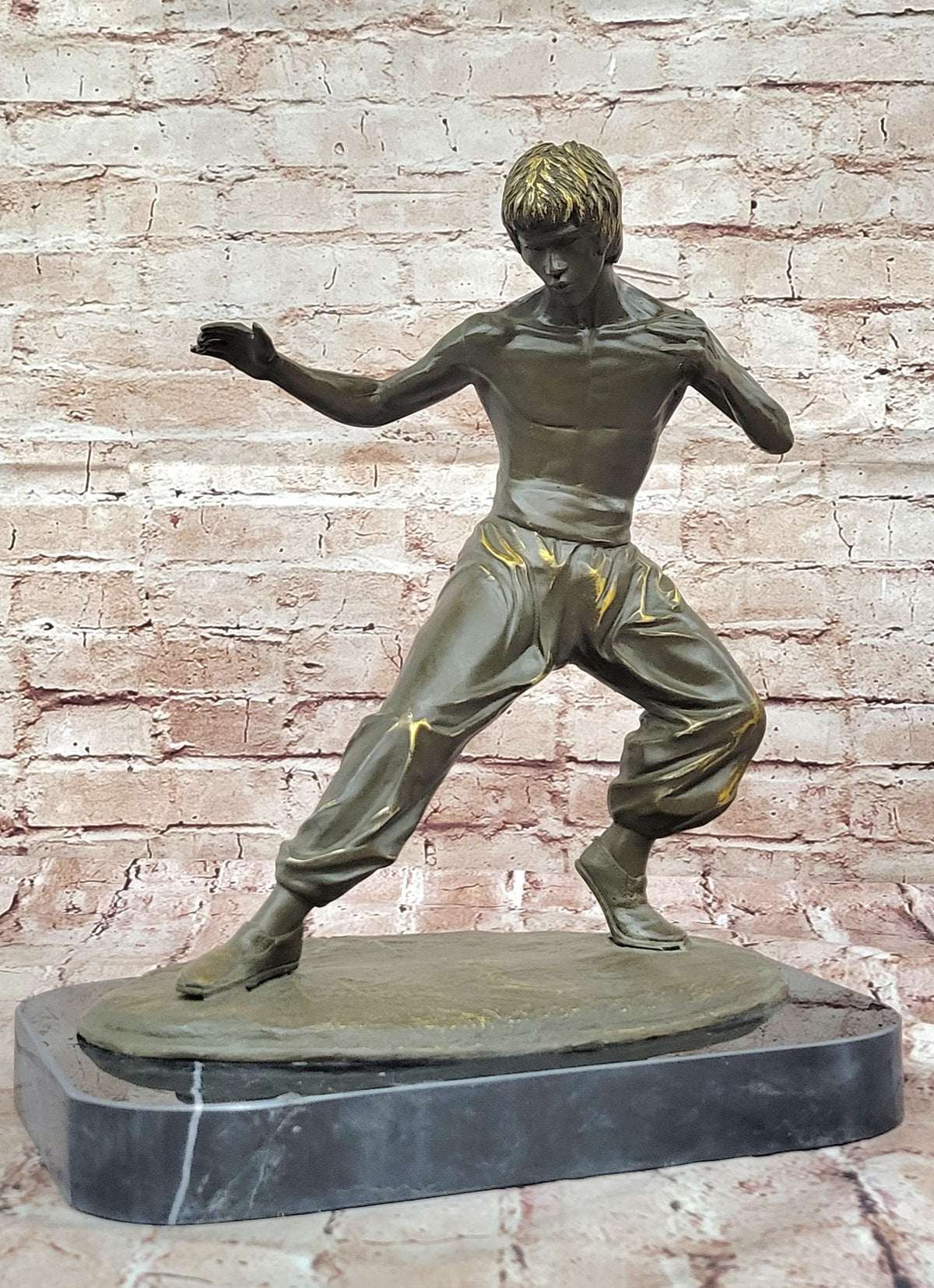 Pure Copper Bruce Lee Martial Arts Statue Signed by Mavchi Limited Edition Collectible