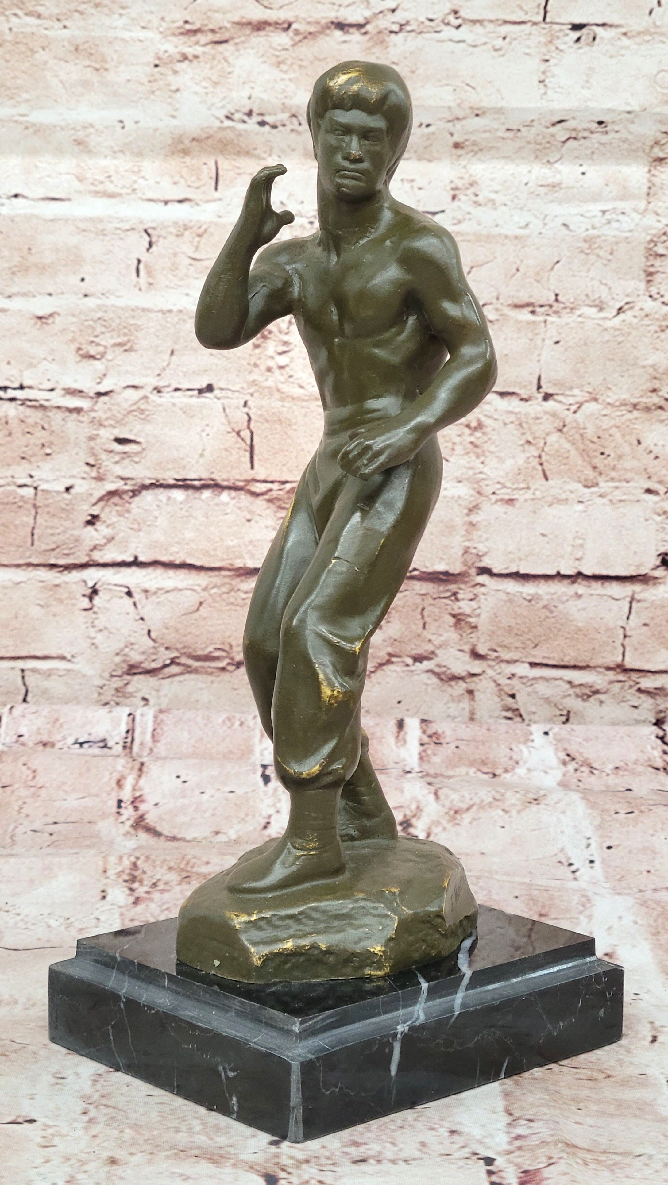Bruce Lee Kung Fu Legend Bronze Statue by Mavchi Hand Made Collectible Artwork Sculpture
