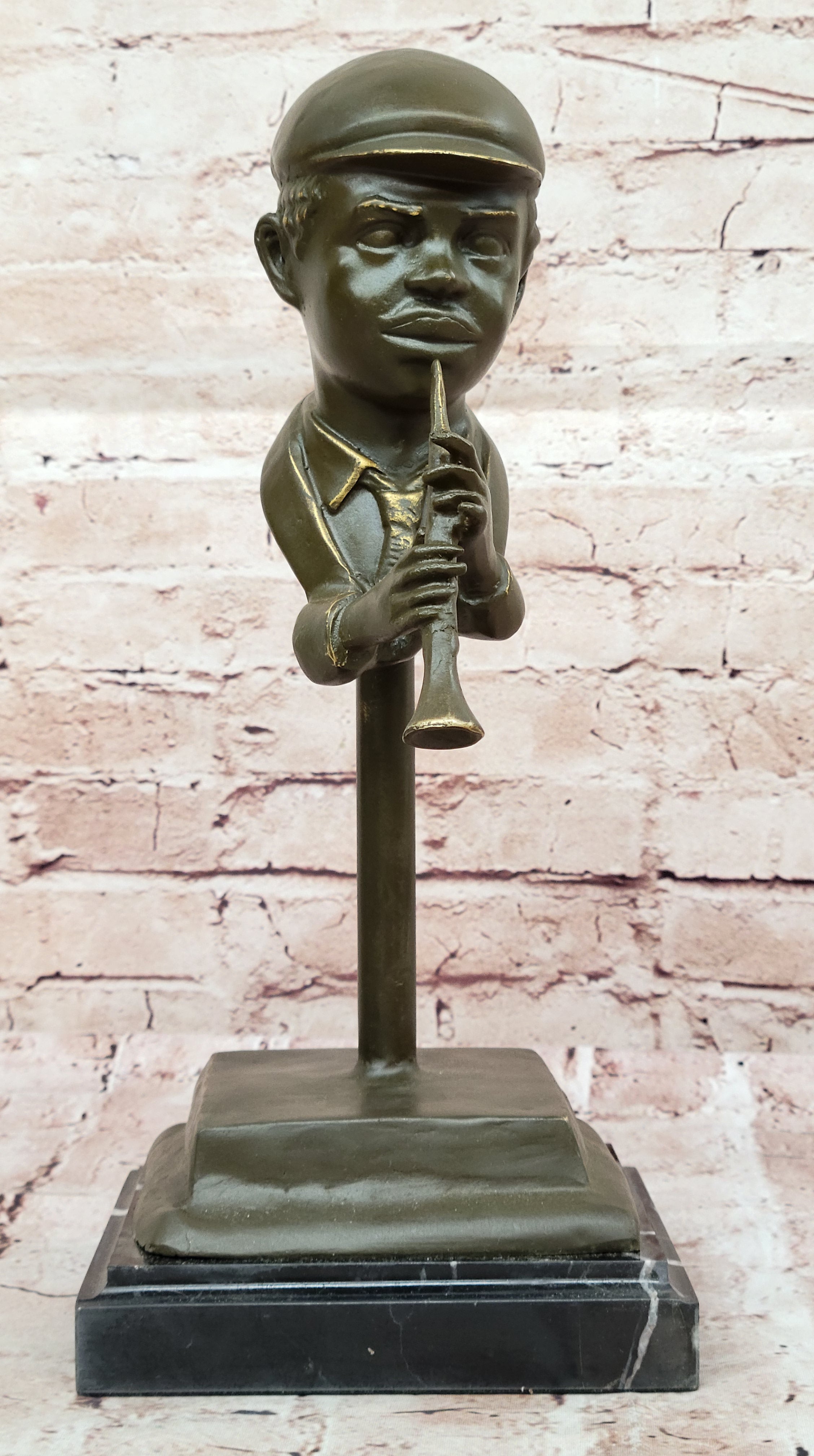 Bronze Jazz Musician Playing Trumpet – Modern Art Sculpture Signed Williams