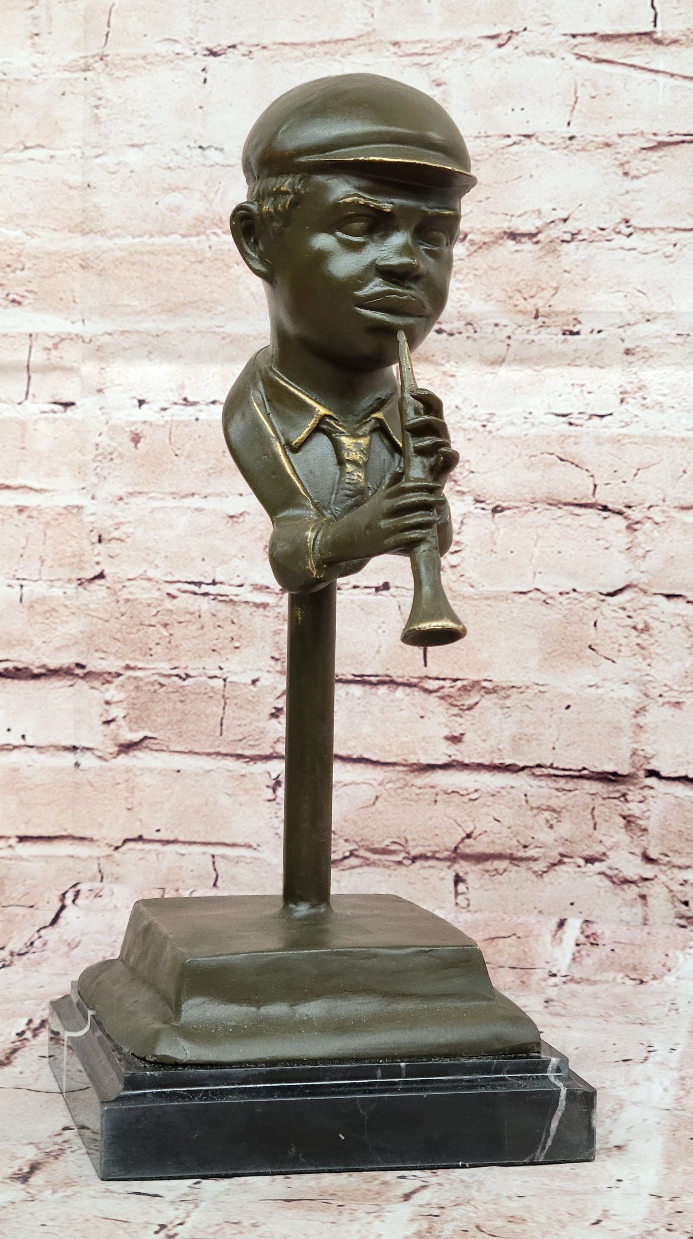 Bronze Jazz Musician Playing Trumpet – Modern Art Sculpture Signed Williams