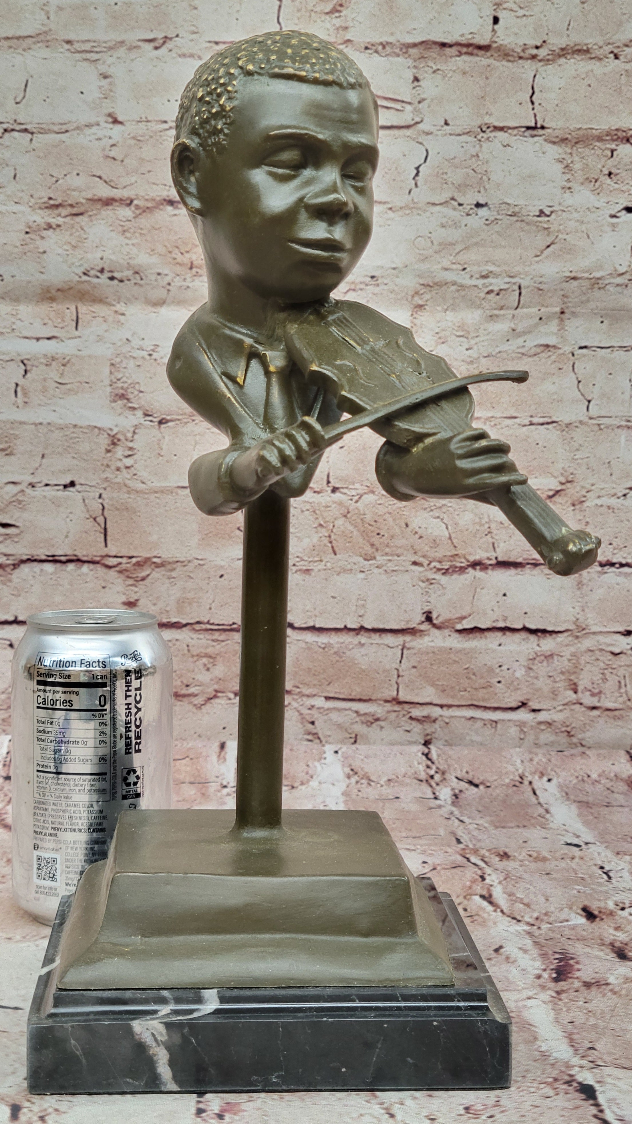 Williams Bronze Sculpture Statue of Man Playing Violin Classic Music Lover Home Decoration