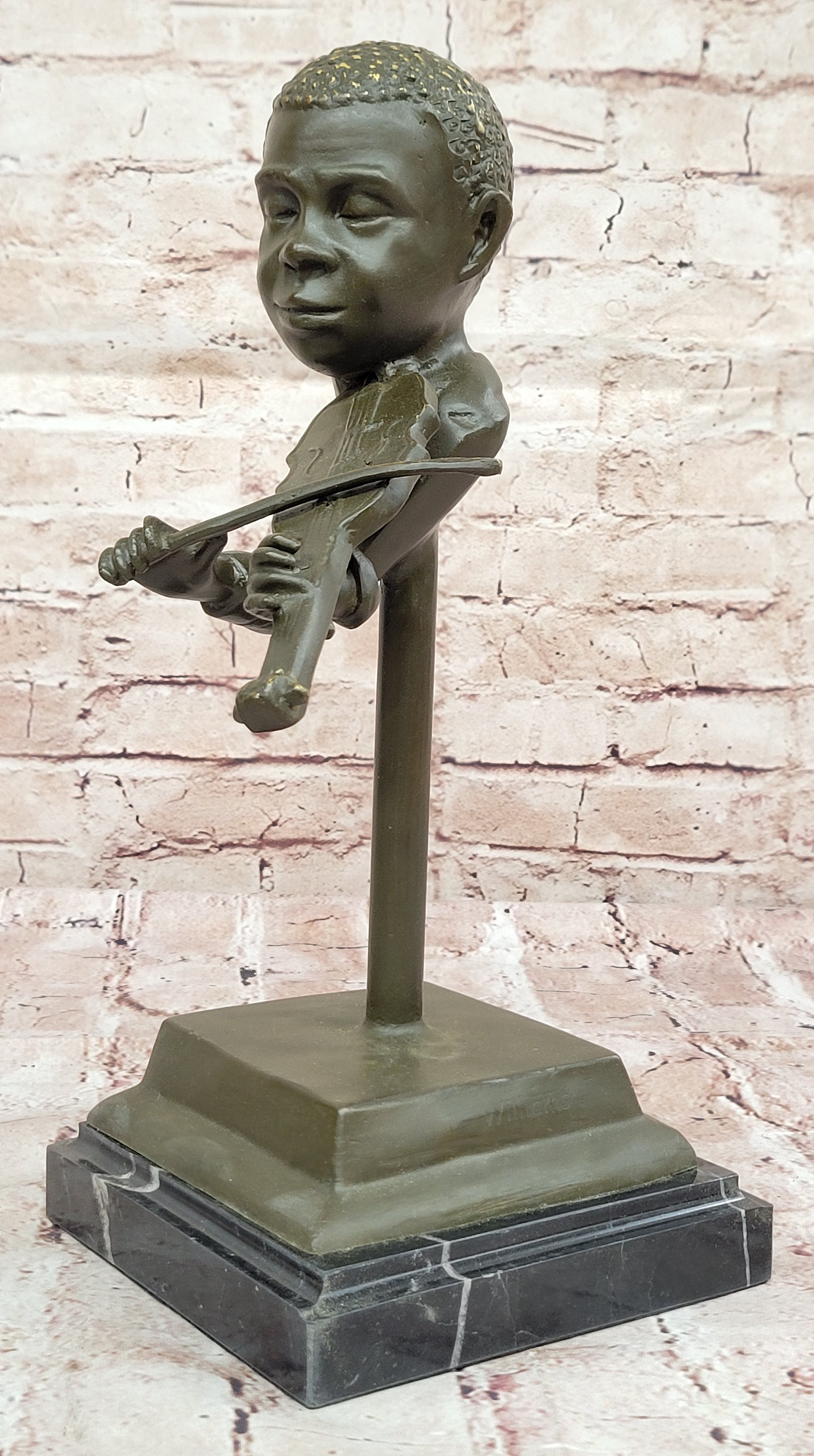 Williams Bronze Sculpture Statue of Man Playing Violin Classic Music Lover Home Decoration