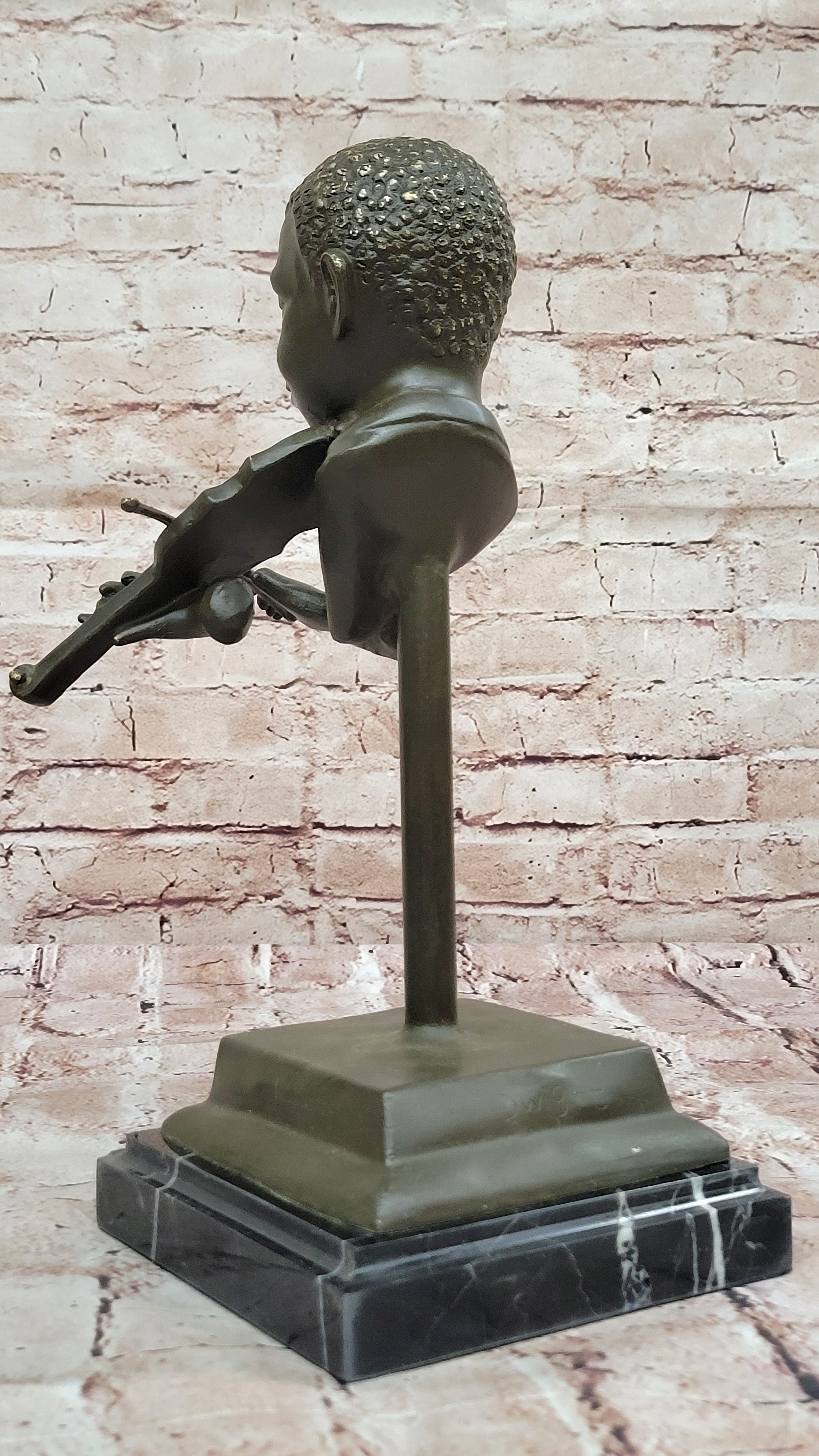 Williams Bronze Sculpture Statue of Man Playing Violin Classic Music Lover Home Decoration