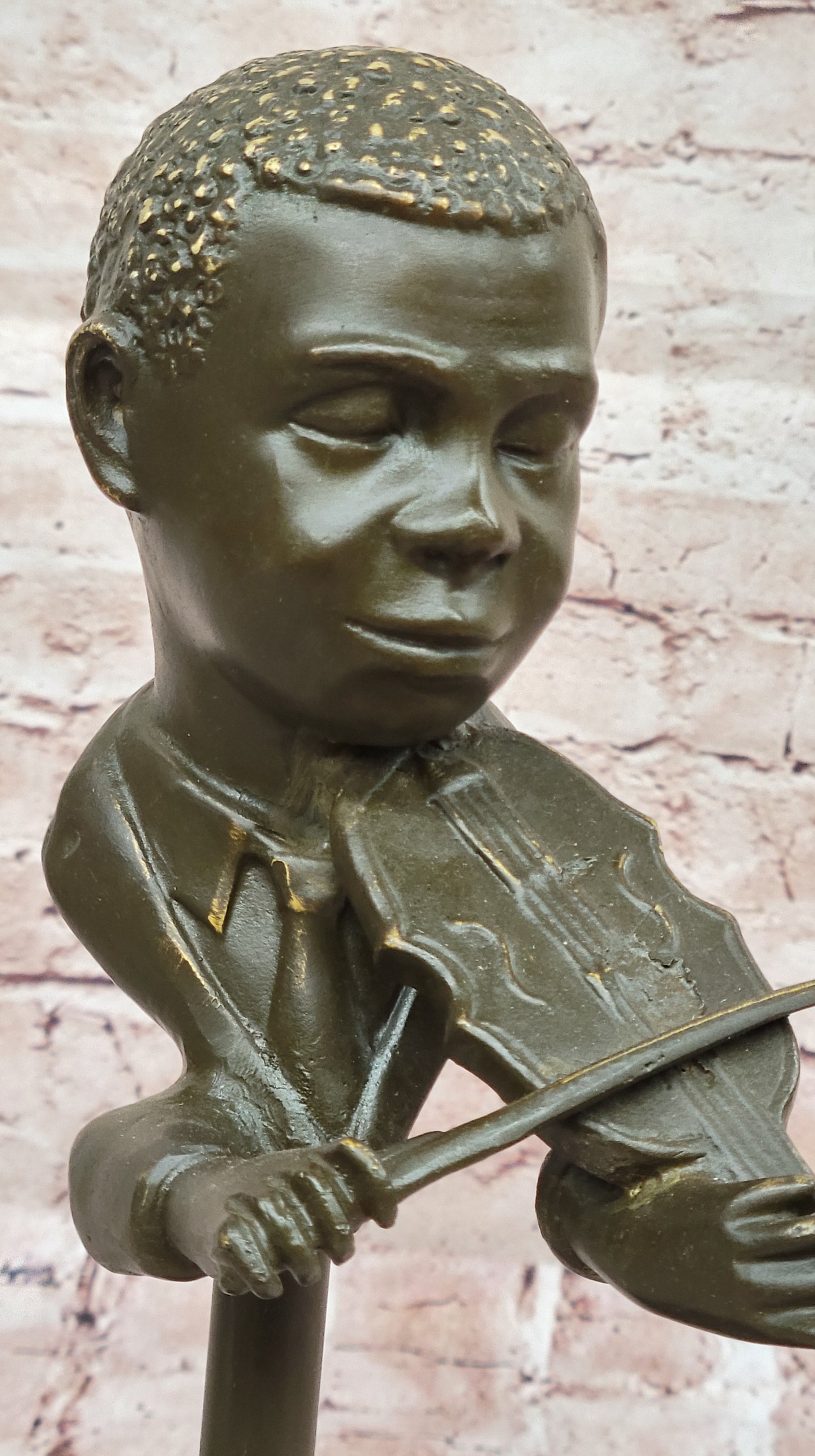 Williams Bronze Sculpture Statue of Man Playing Violin Classic Music Lover Home Decoration