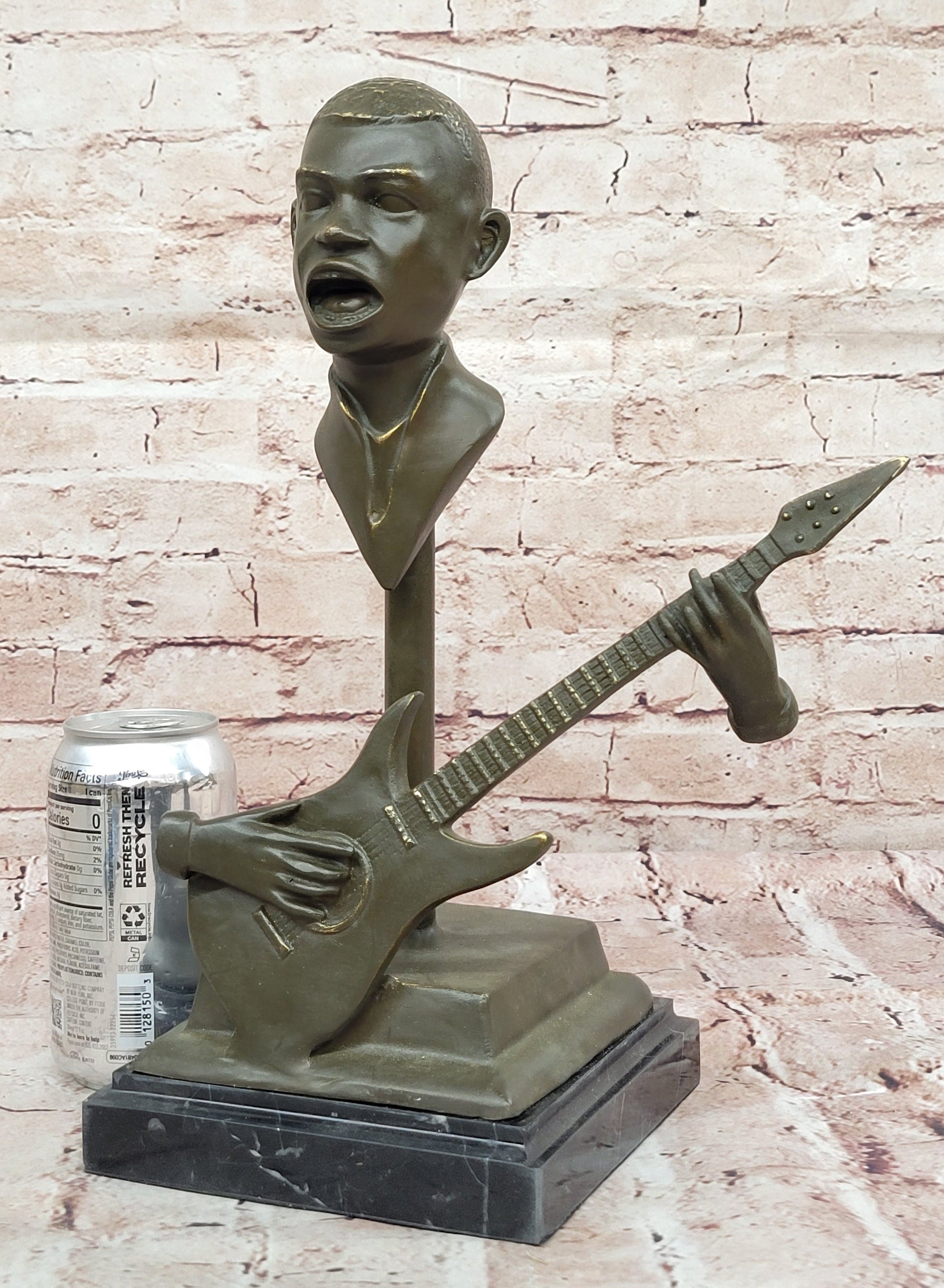 African American Guitar Player Bronze Figurine – Music Lover Sculpture