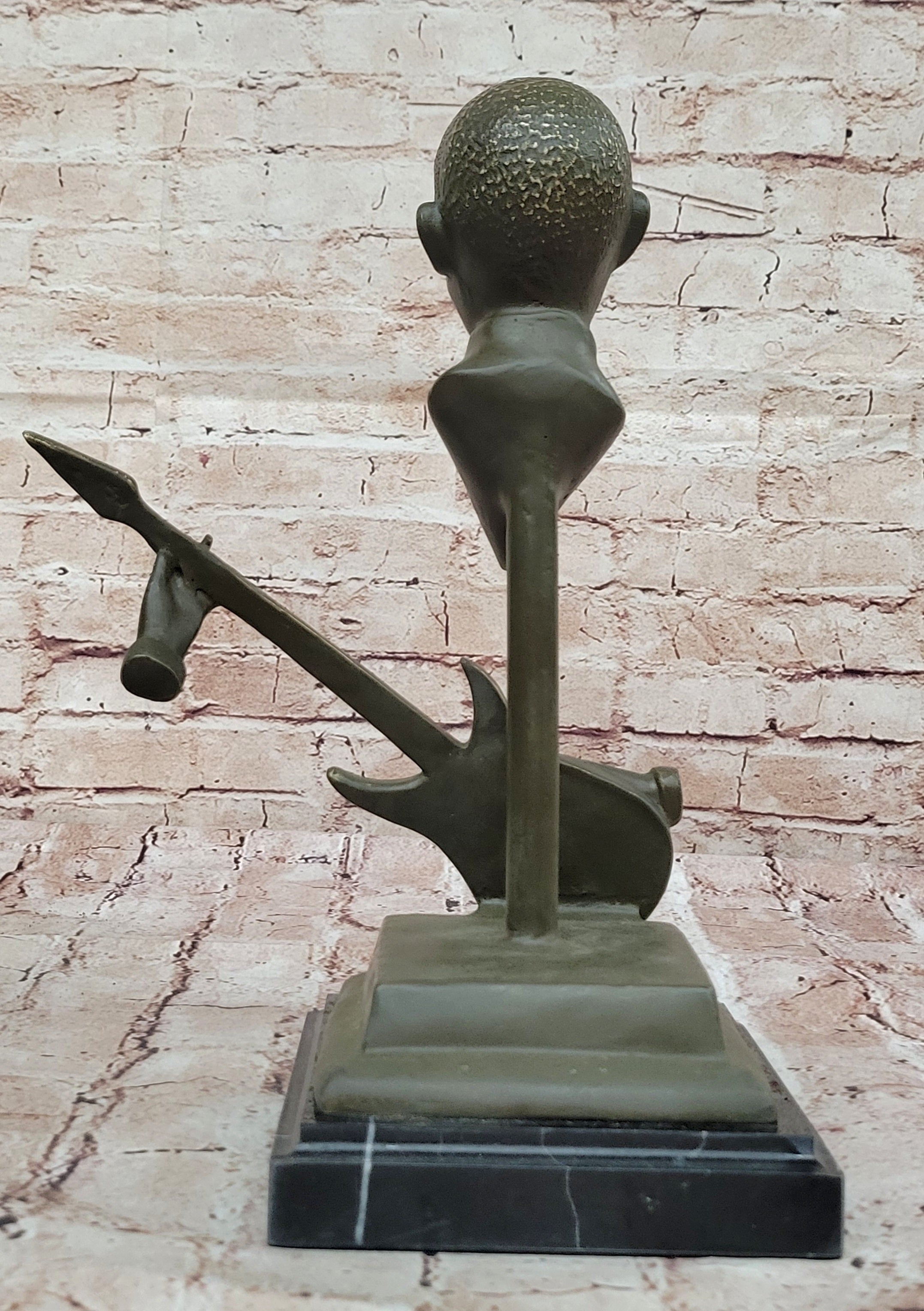 African American Guitar Player Bronze Figurine – Music Lover Sculpture