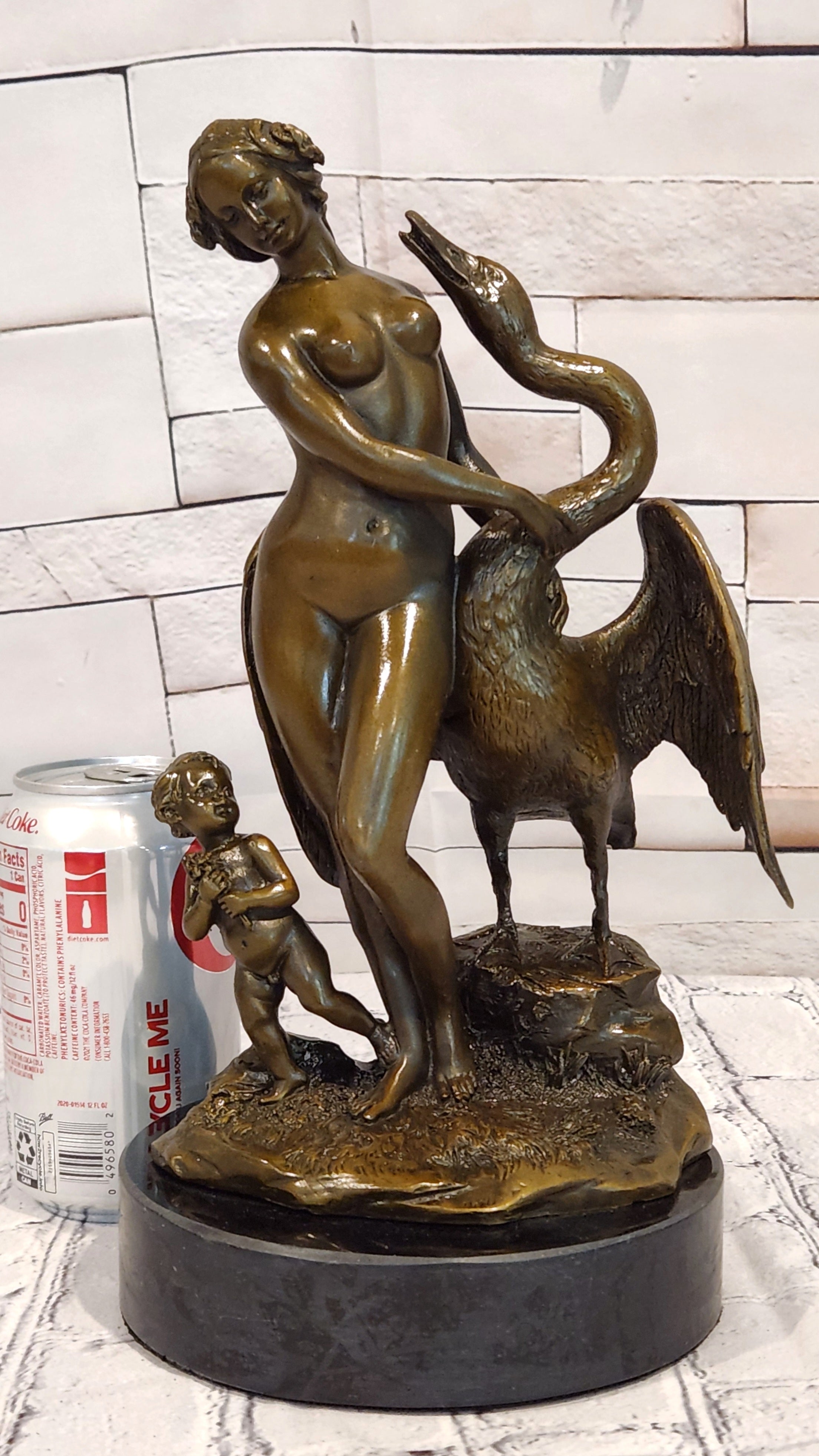 Milo Bronze Leda Swan Sculpture Mythical Figurine Fine Art Collectible Decor