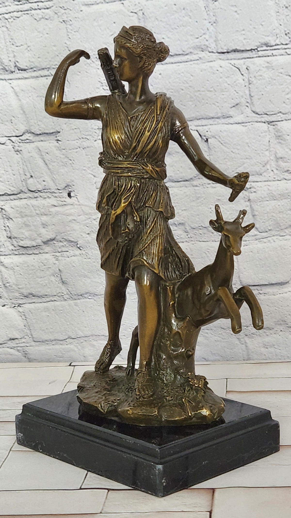 Bronze Diana Huntress Statue Signed M Lopez Roman Greek Mythology Fine Art Sculpture