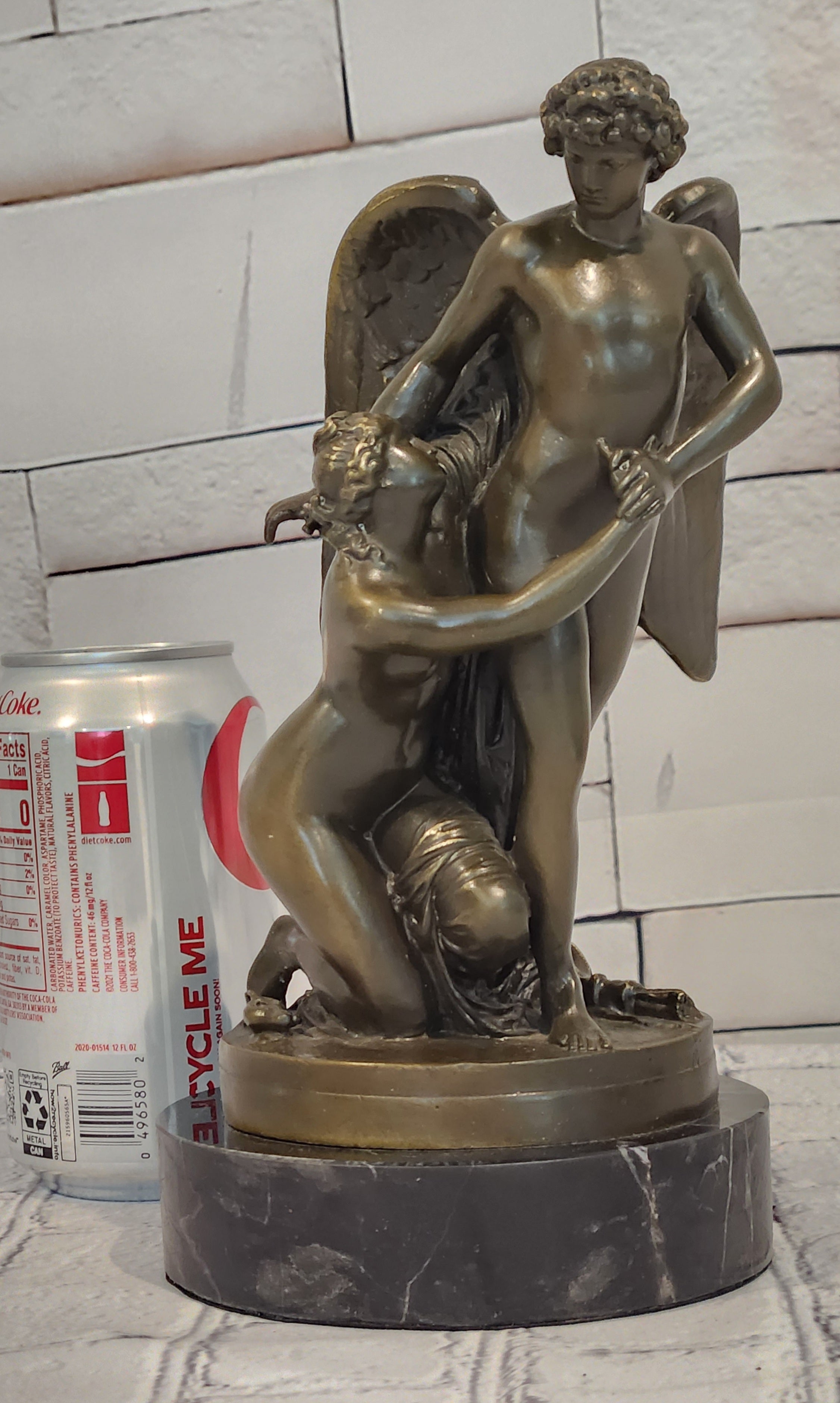 Signed Patoue Bronze Cupid Psyche Figurine Romantic Mythical Home Decor Statue