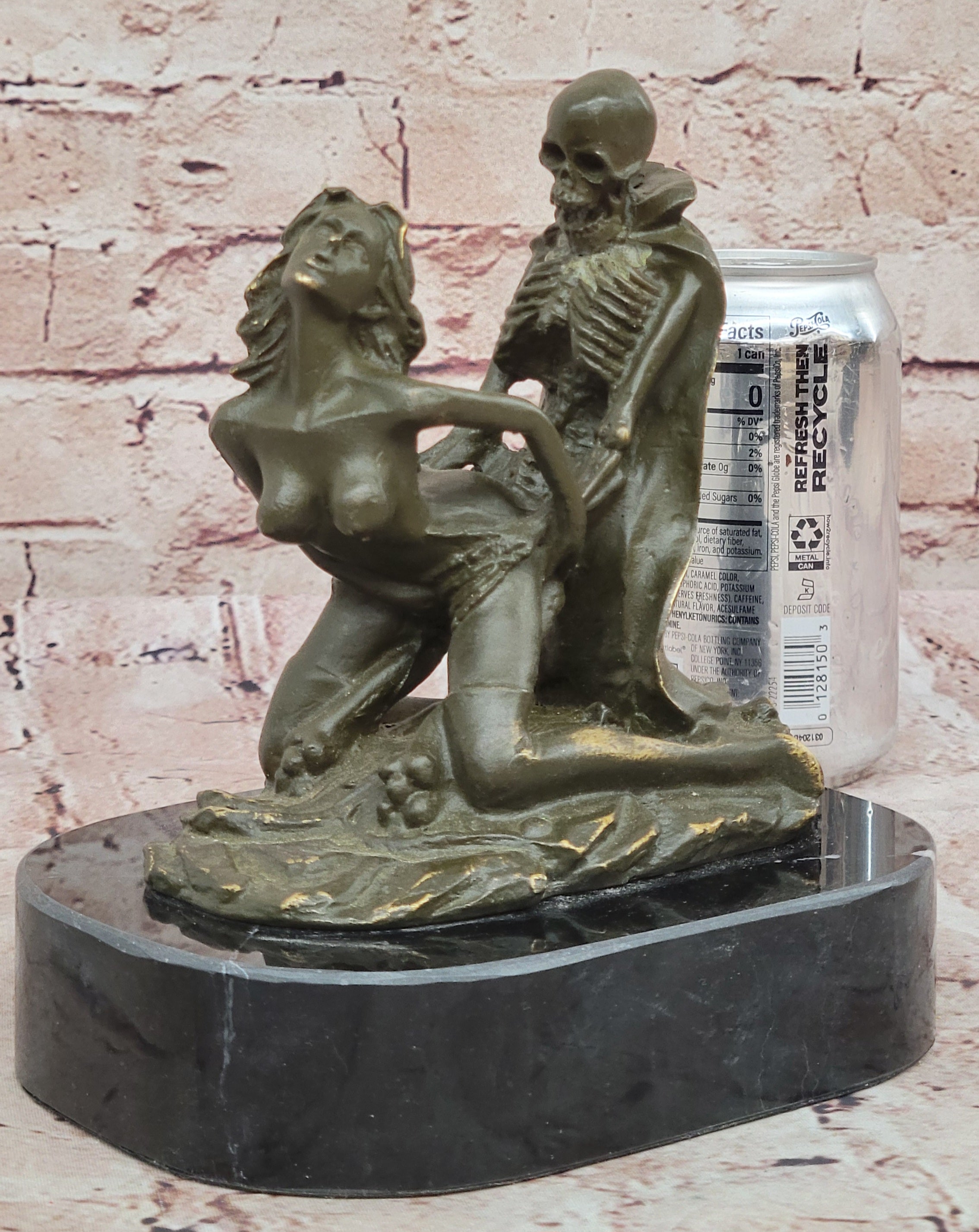 Handmade Bronze Sculpture Statue of Erotic Nude Skeleton for Spooky Decorations