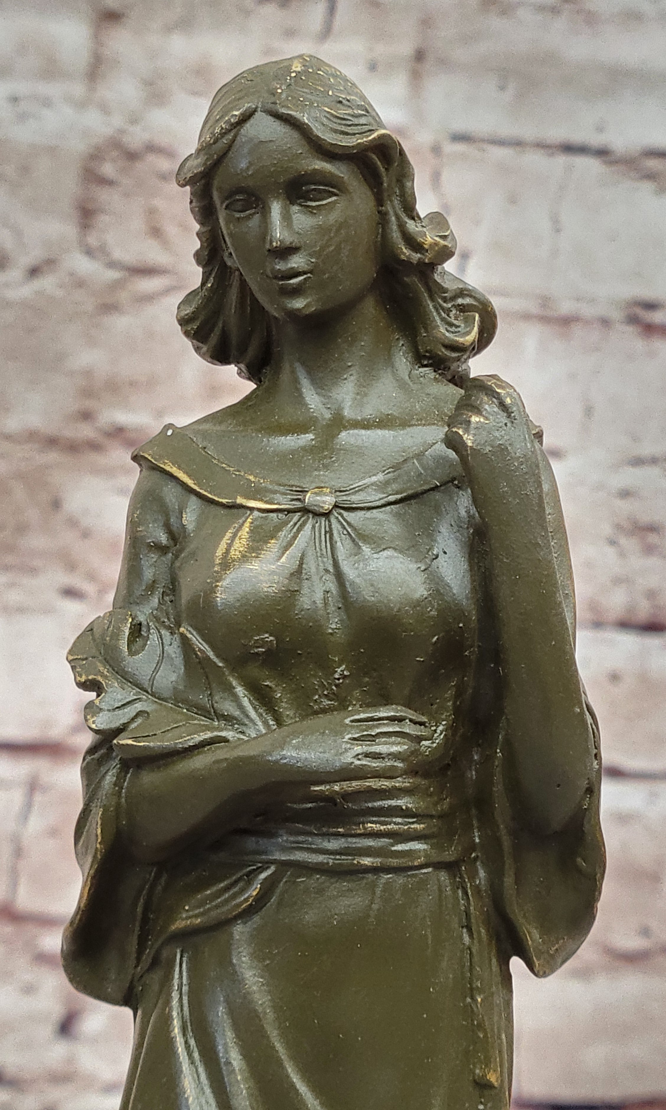 Bronze Sculpture Statue Warrior Goddess Athena on Dragon Collectible Artwork