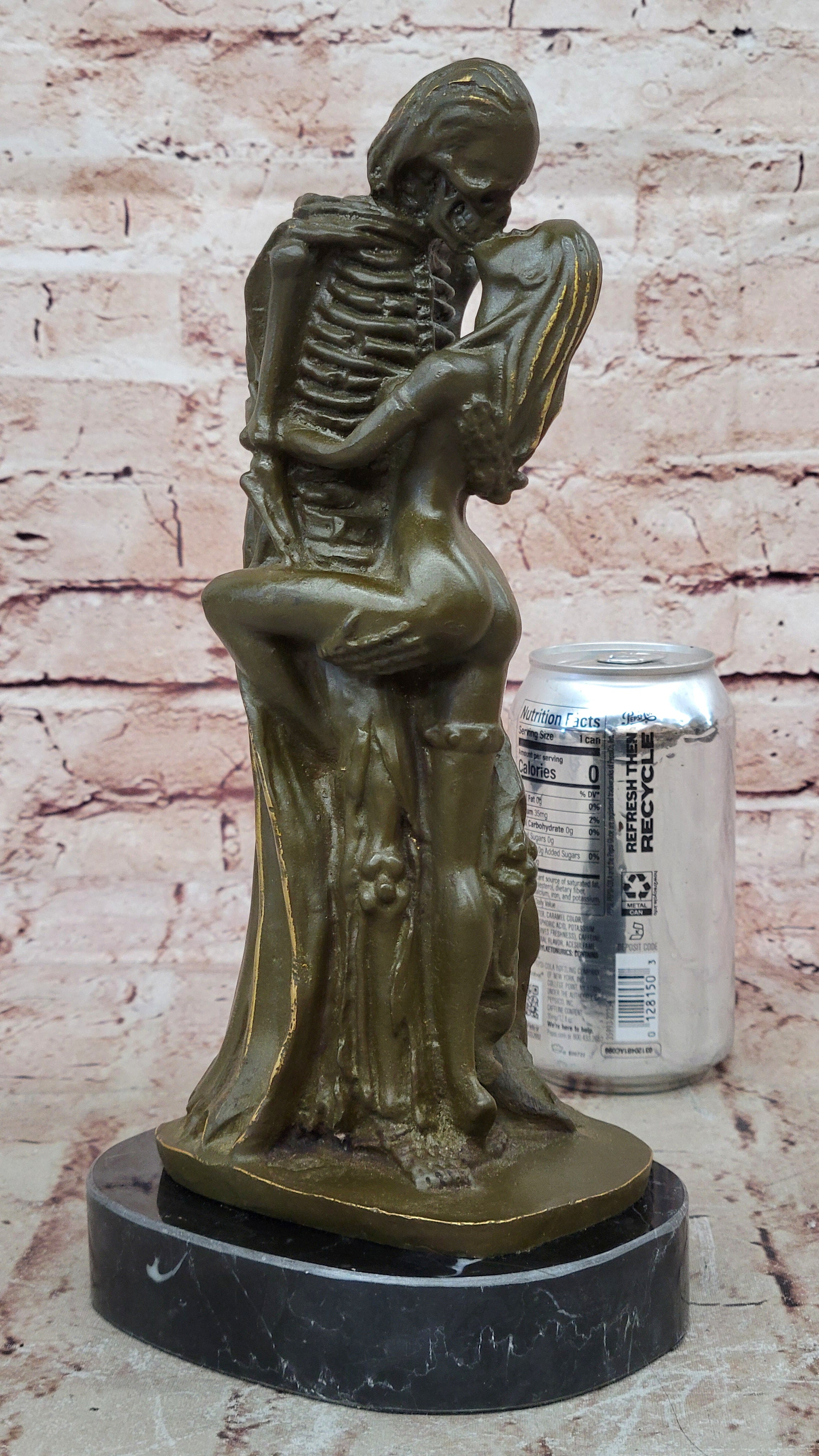 Signed Bronze Skeleton and Woman Embrace Statue – Romantic Gothic Art 4 Halloween