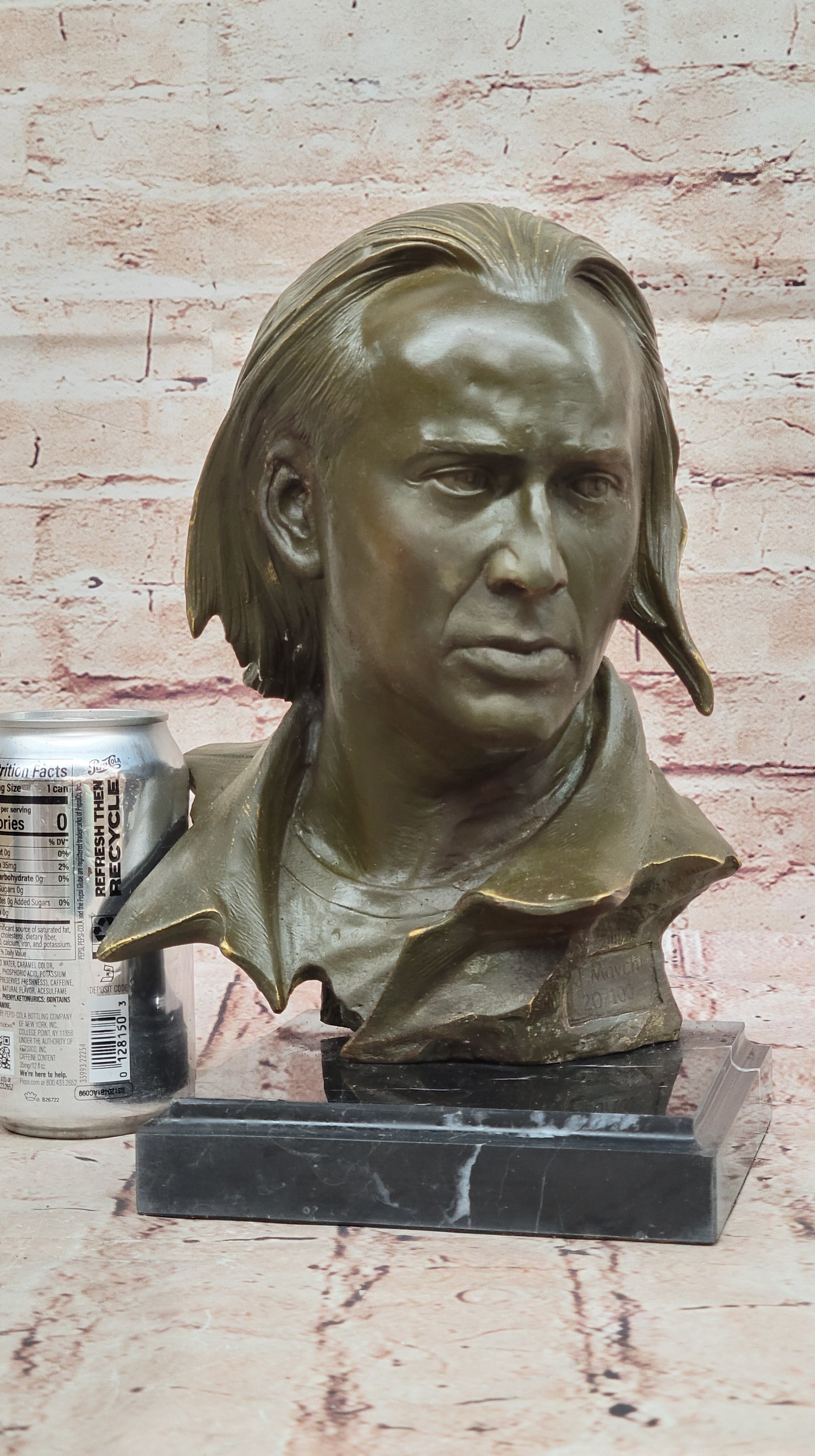 Mavchi Signed Nicolas Cage Bronze Bust Sculpture Movie Star Hot Cast Limited Edition Artwork