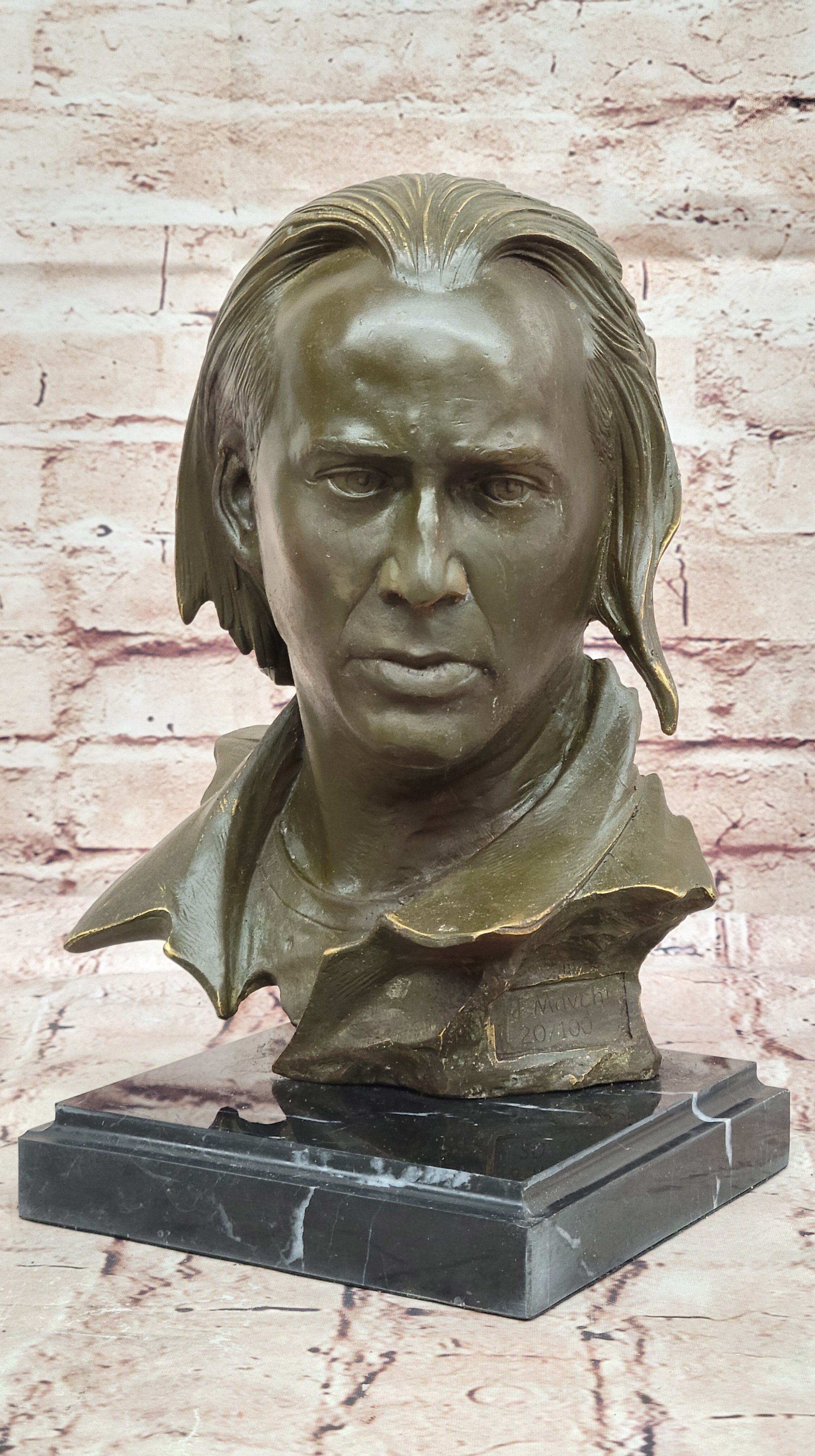 Mavchi Signed Nicolas Cage Bronze Bust Sculpture Movie Star Hot Cast Limited Edition Artwork