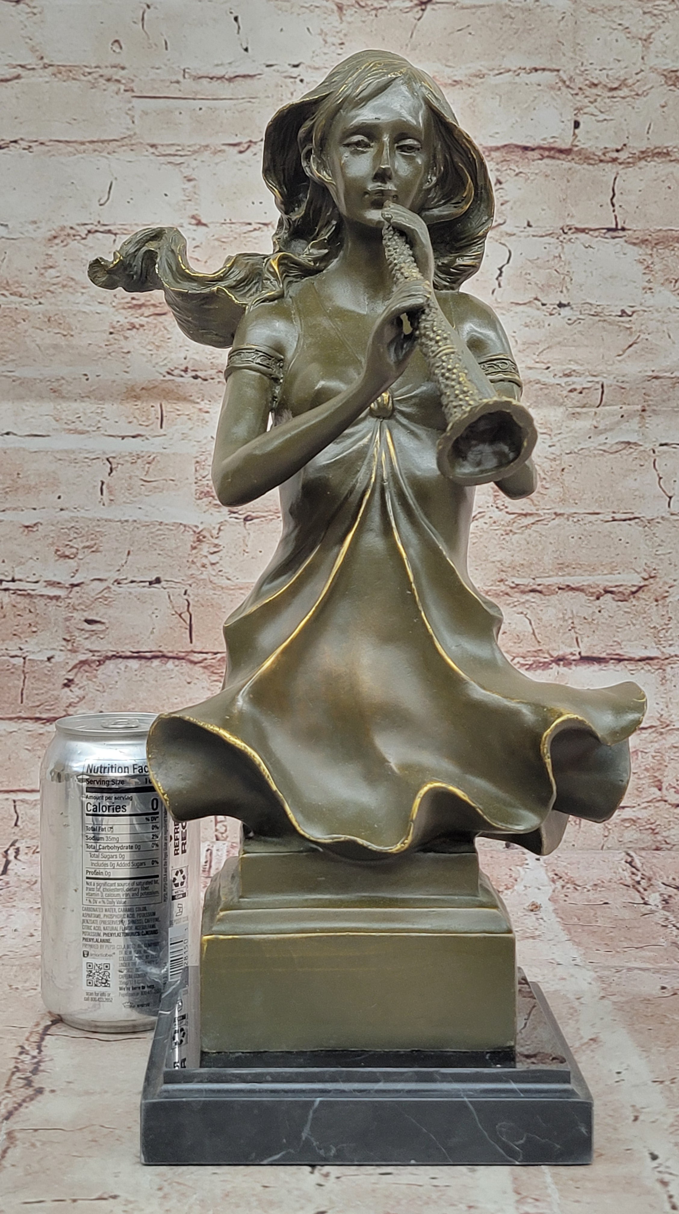 Hot Cast Bronze Sculpture Statue of Musical Woman Bust Signed by Jean Patoue