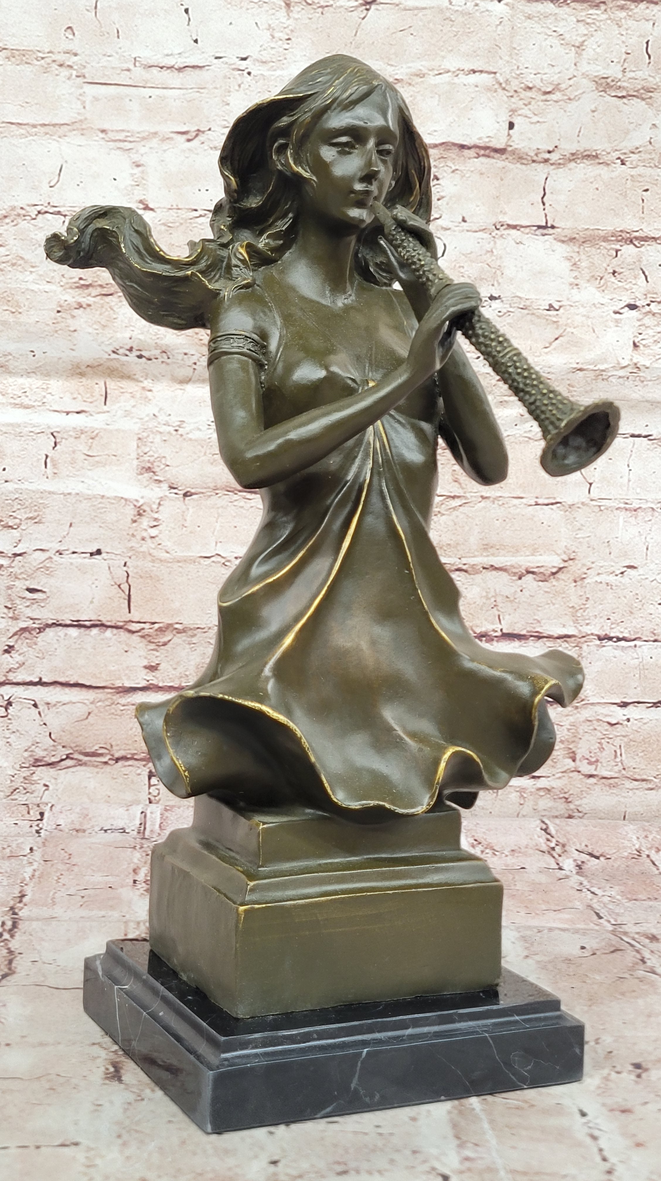 Hot Cast Bronze Sculpture Statue of Musical Woman Bust Signed by Jean Patoue