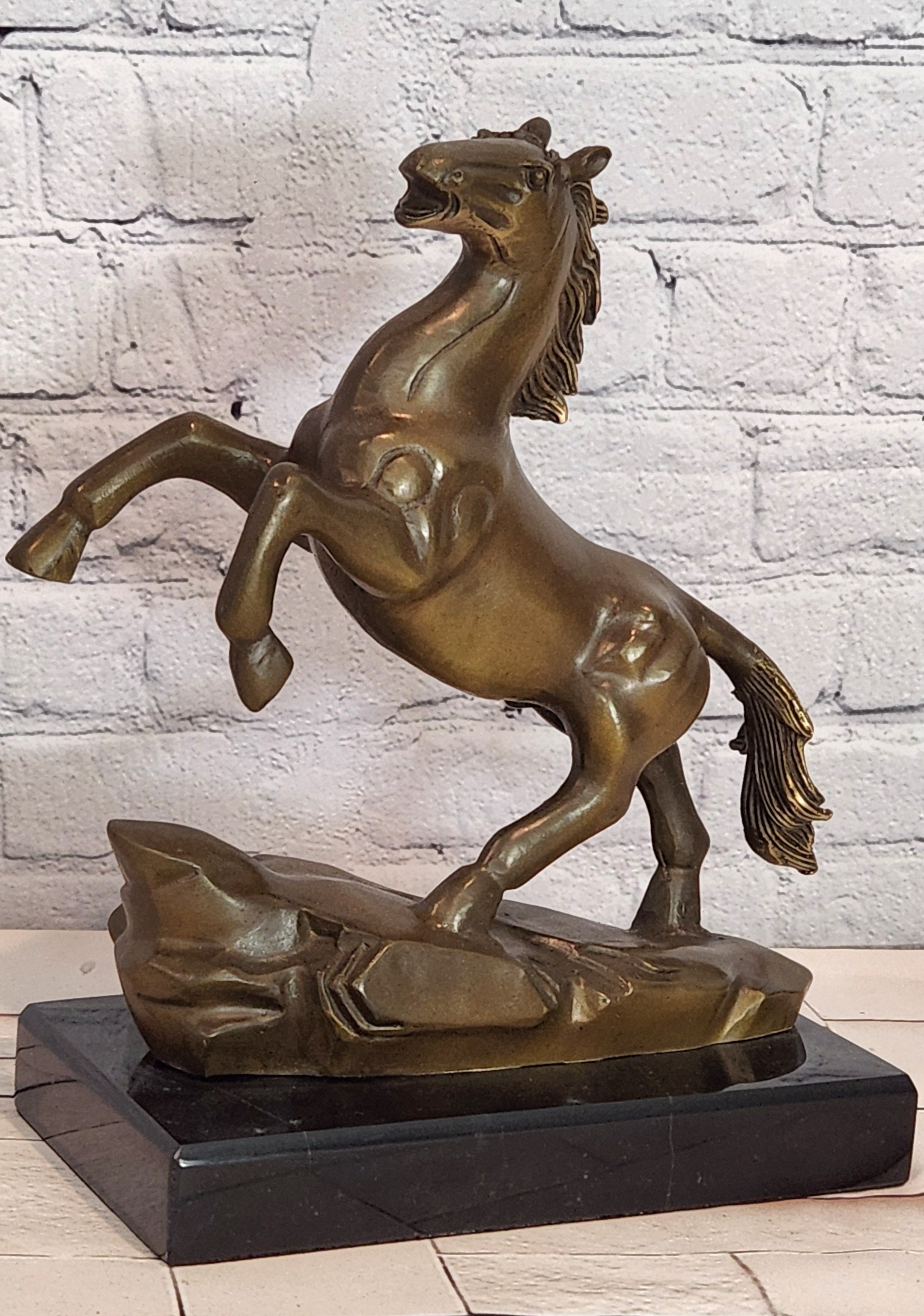 Milo Bronze Horse Trophy Statue Powerful Stallion Sculpture Home Office Decor