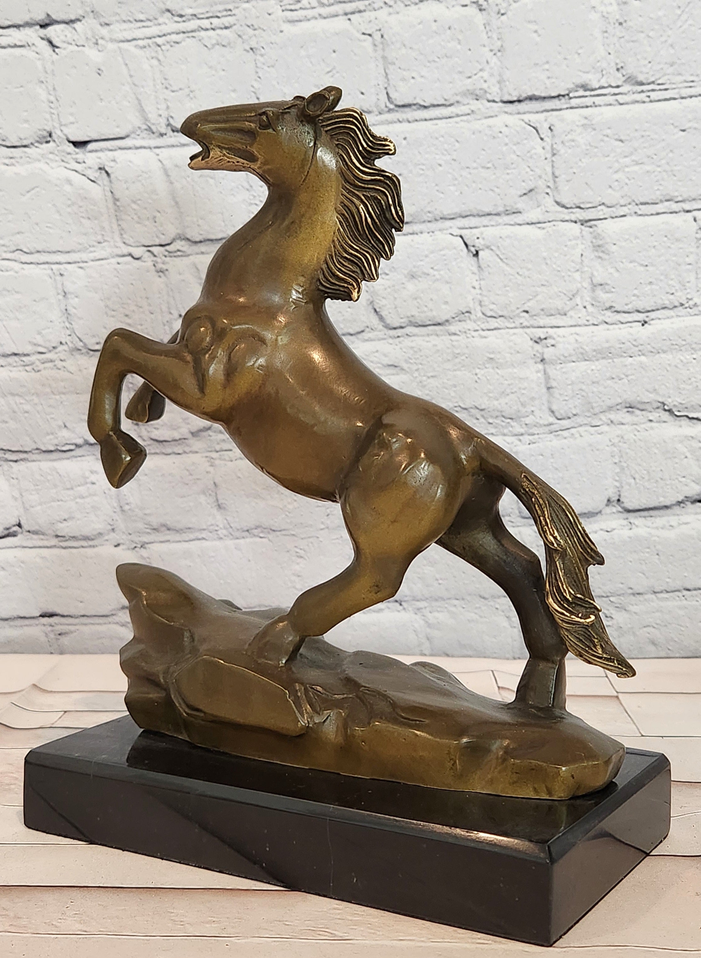 Milo Bronze Horse Trophy Statue Powerful Stallion Sculpture Home Office Decor