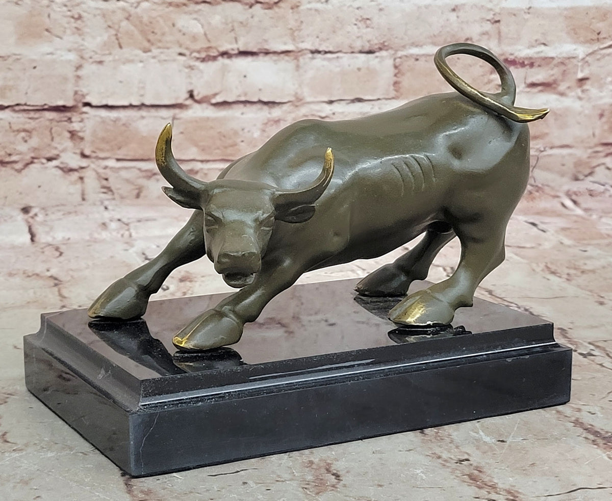 Charging Bull Figurine Bronze Statue by Milo Wall Street Art Sculpture Office Decor Gift