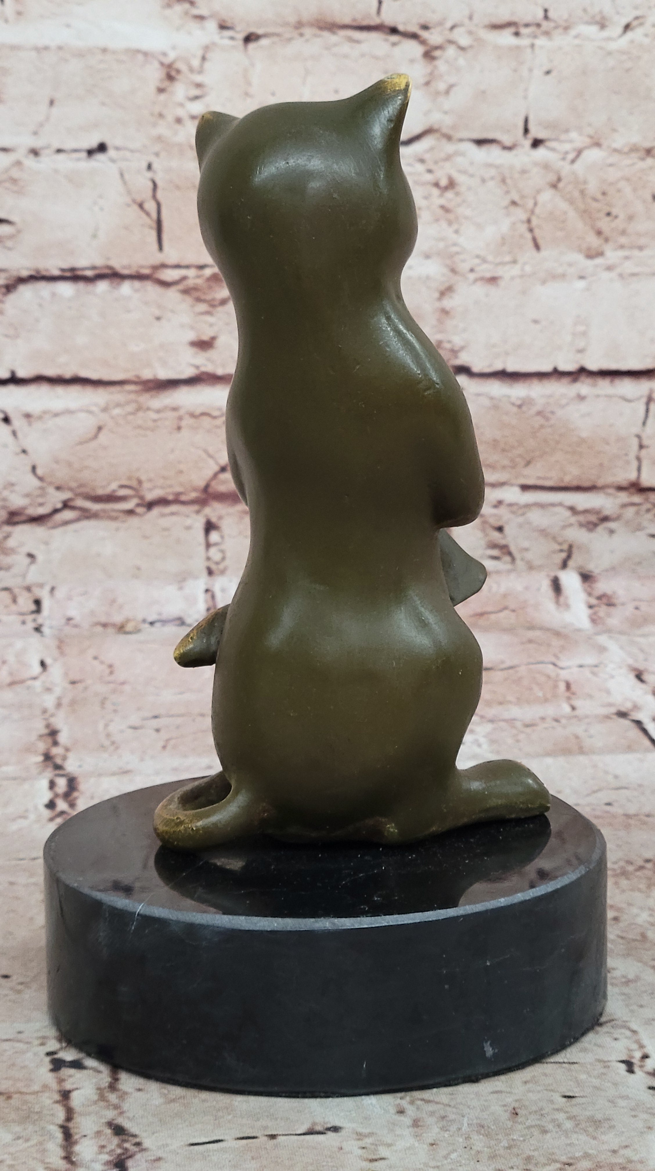 Cute Musical Cat Bronze Statue Sculpture Signed by Milo Office Art Collectible Figurine