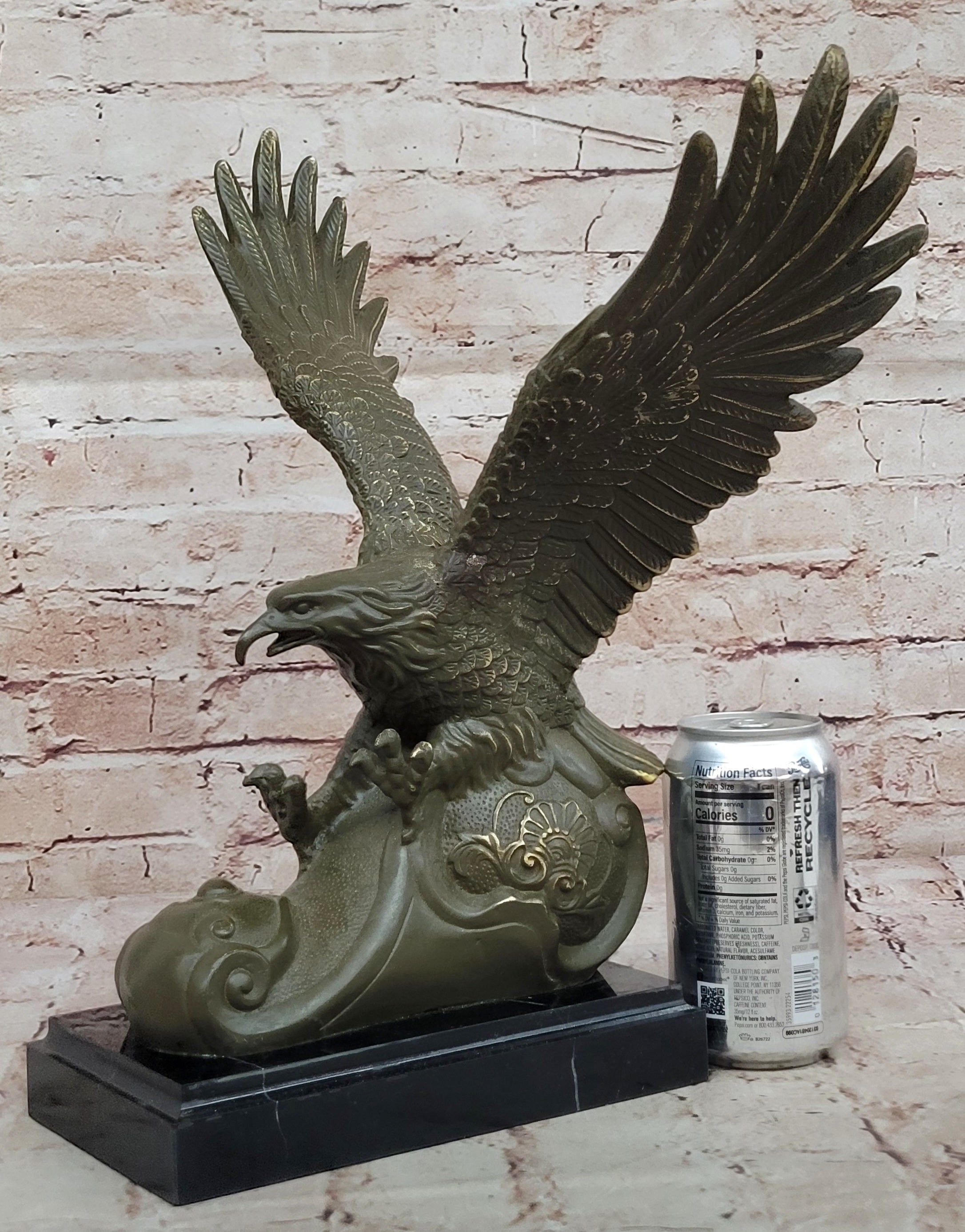 Milo Signed Bronze Sculpture Soaring Eagle on Rock Patriotic Bird Statue Collectible