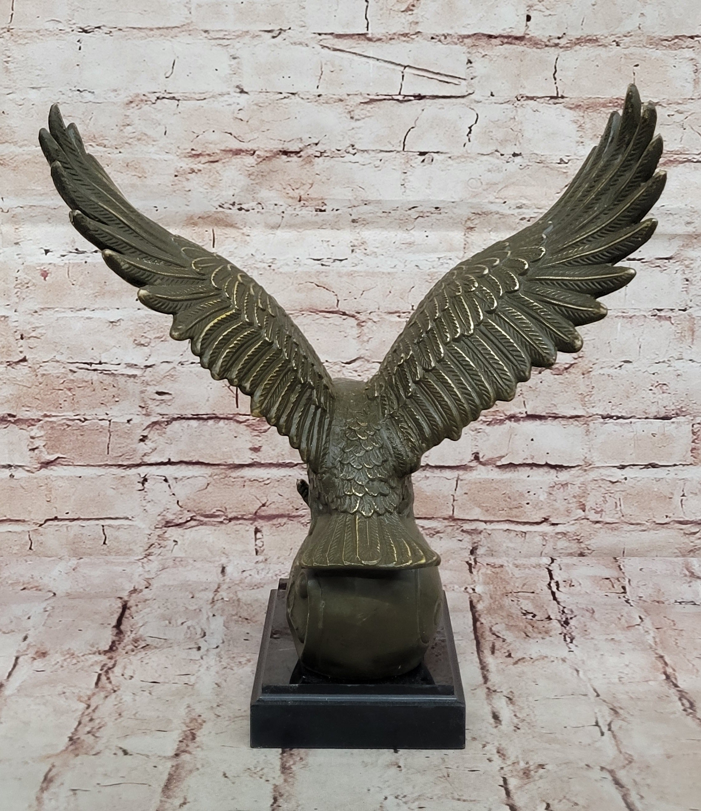 Milo Signed Bronze Sculpture Soaring Eagle on Rock Patriotic Bird Statue Collectible