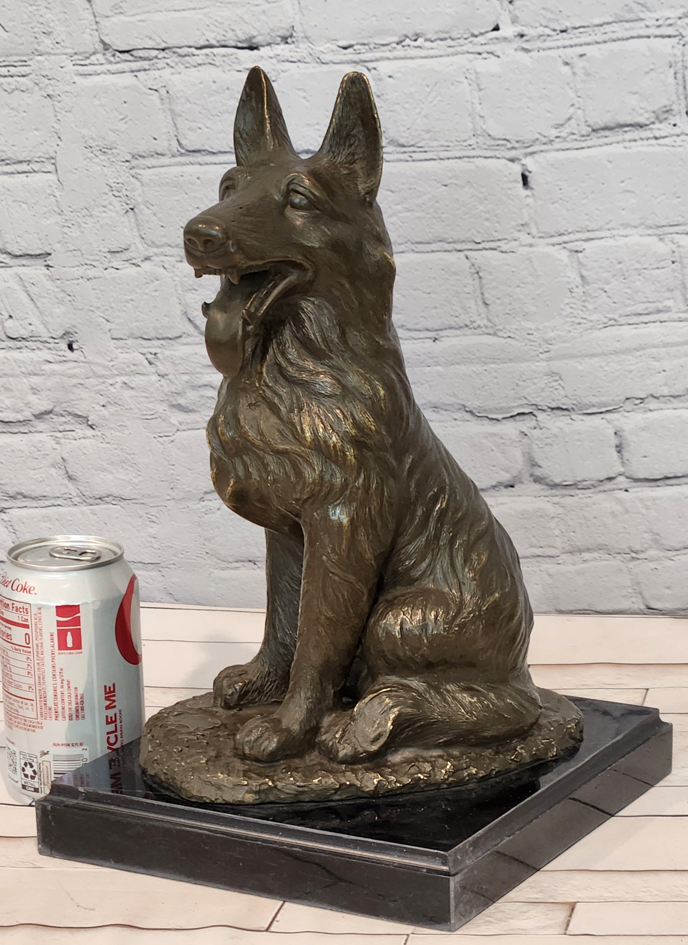 Noel Signed Bronze Guard Dog Statue German Shepherd Sculpture Collectible