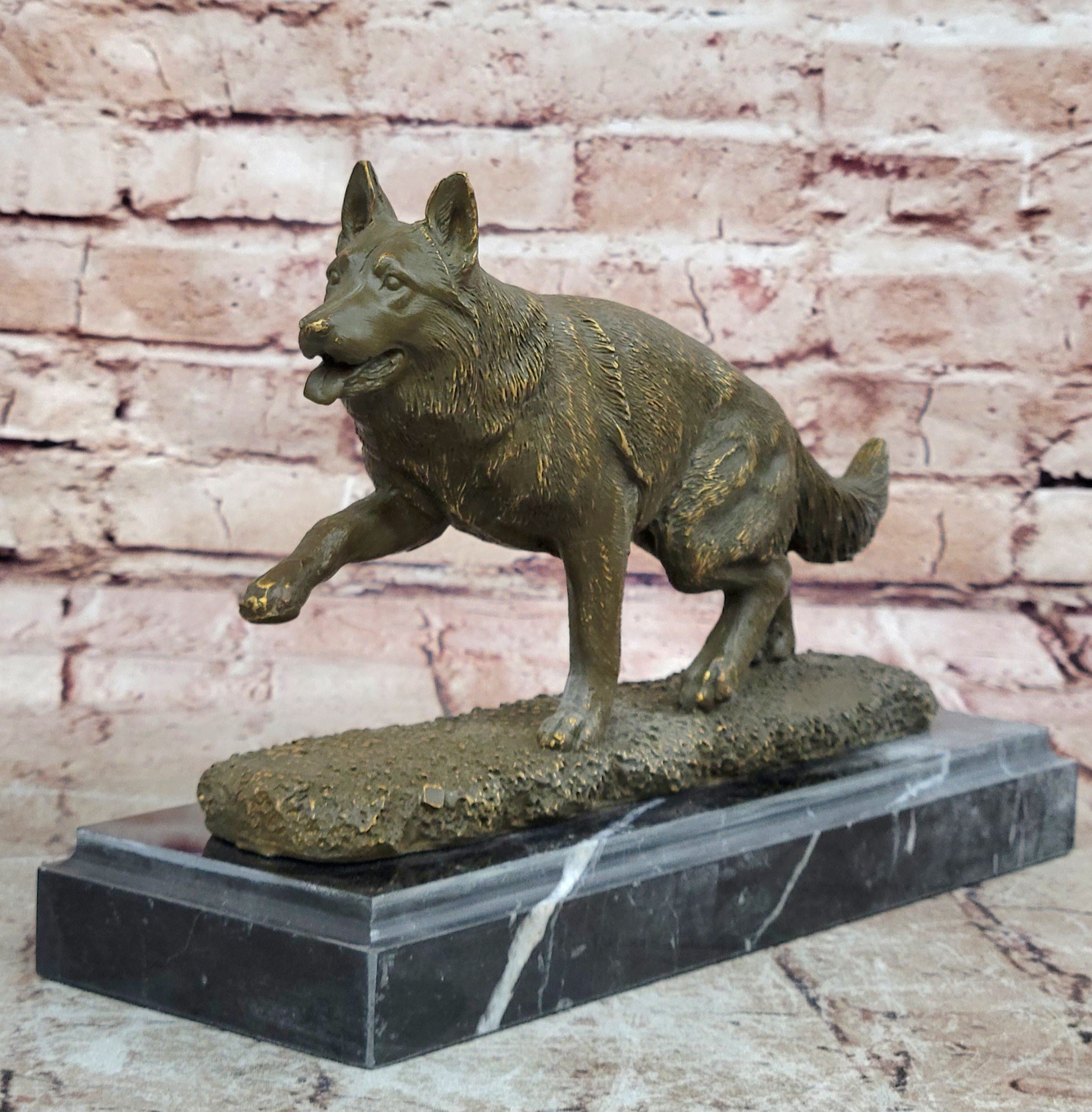 Hot Cast Bronze German Shepherd Statue Pet Lover Gift Animal Sculpture by A. Noel