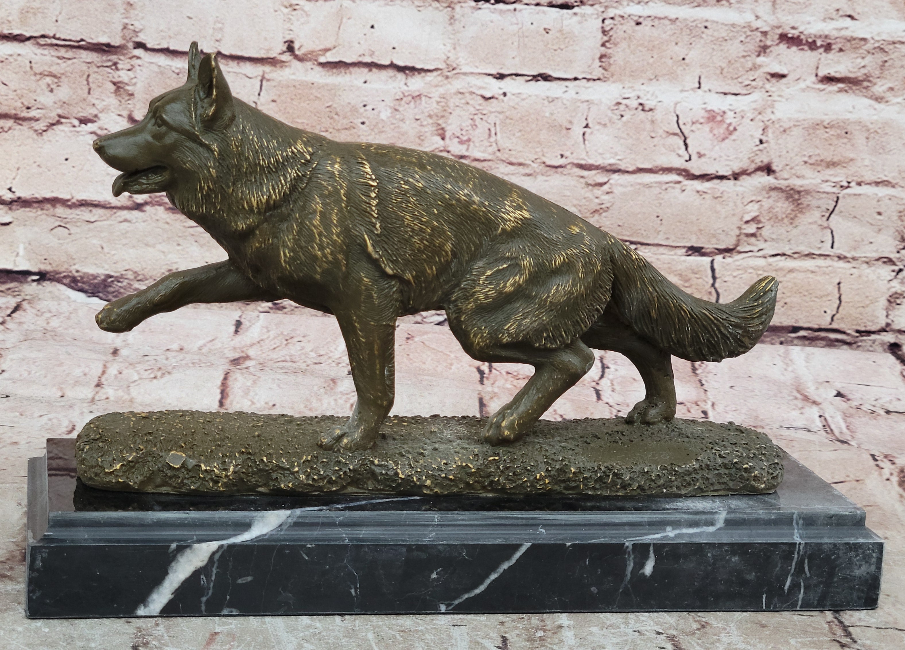 Hot Cast Bronze German Shepherd Statue Pet Lover Gift Animal Sculpture by A. Noel