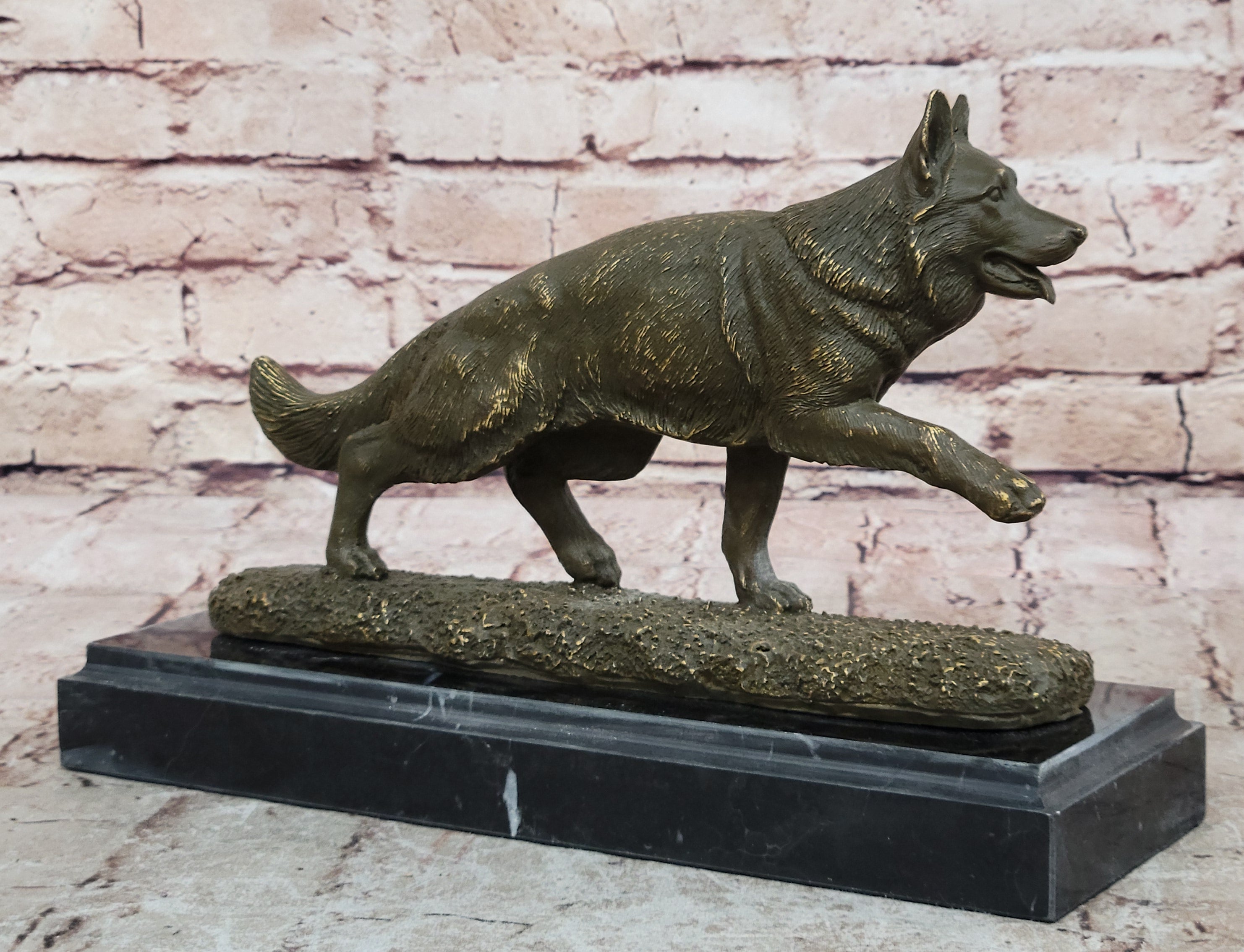 Hot Cast Bronze German Shepherd Statue Pet Lover Gift Animal Sculpture by A. Noel