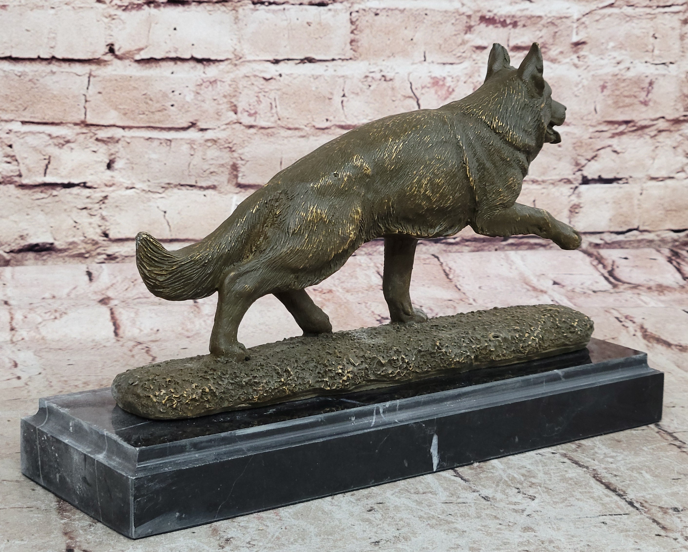 Hot Cast Bronze German Shepherd Statue Pet Lover Gift Animal Sculpture by A. Noel