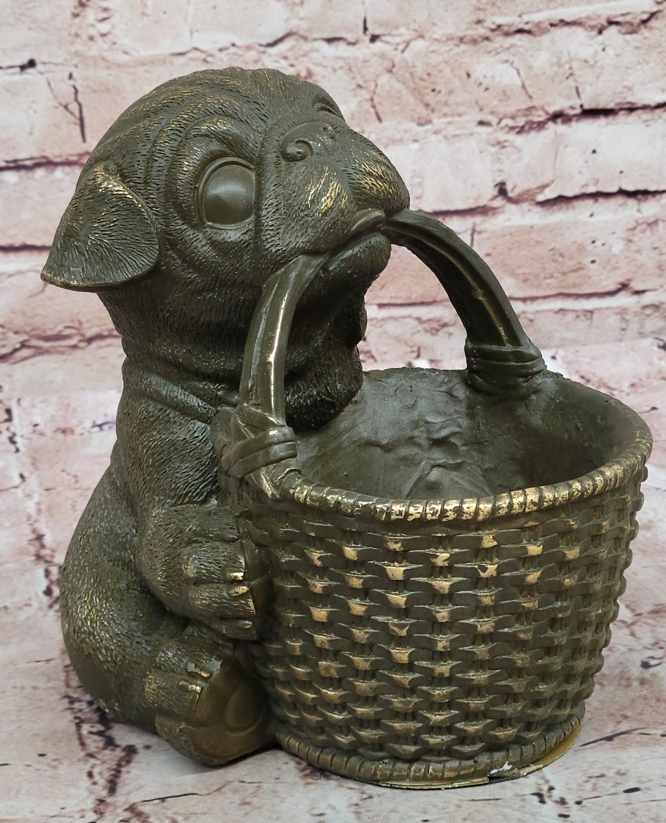 Genuine Bronze Sculpture Statue of Puppy by Milo Gift Tray Storage Dog Decor