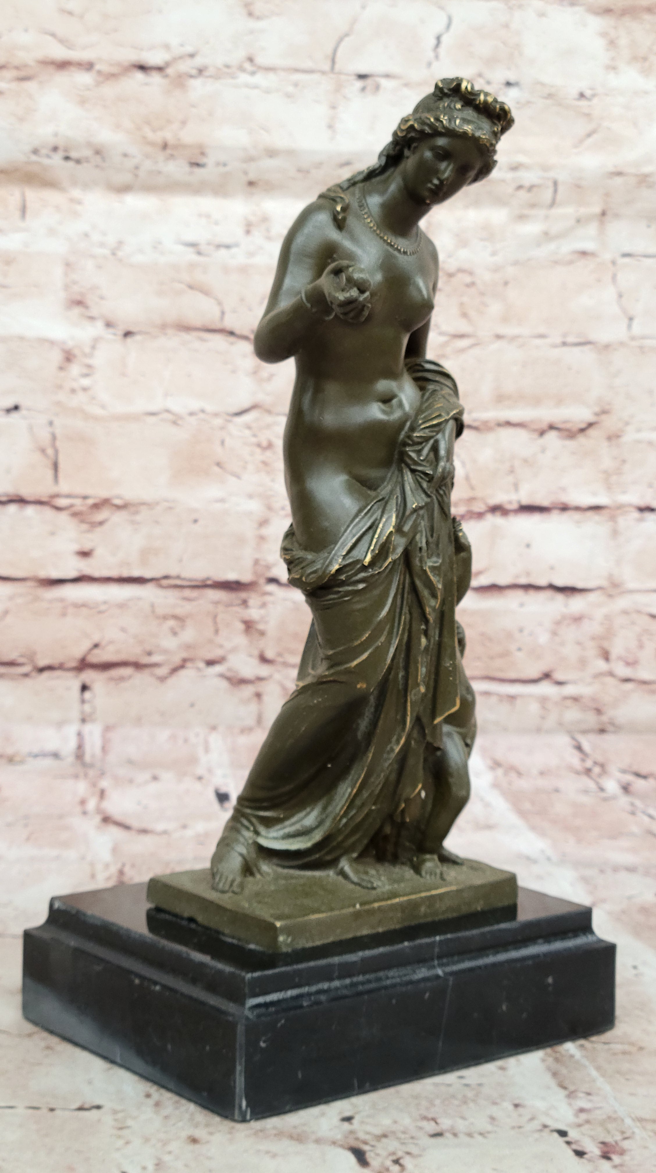 Handcrafted Bronze Venus with Cupid Statue Sculpture Roman Mythology Collectible Figurine