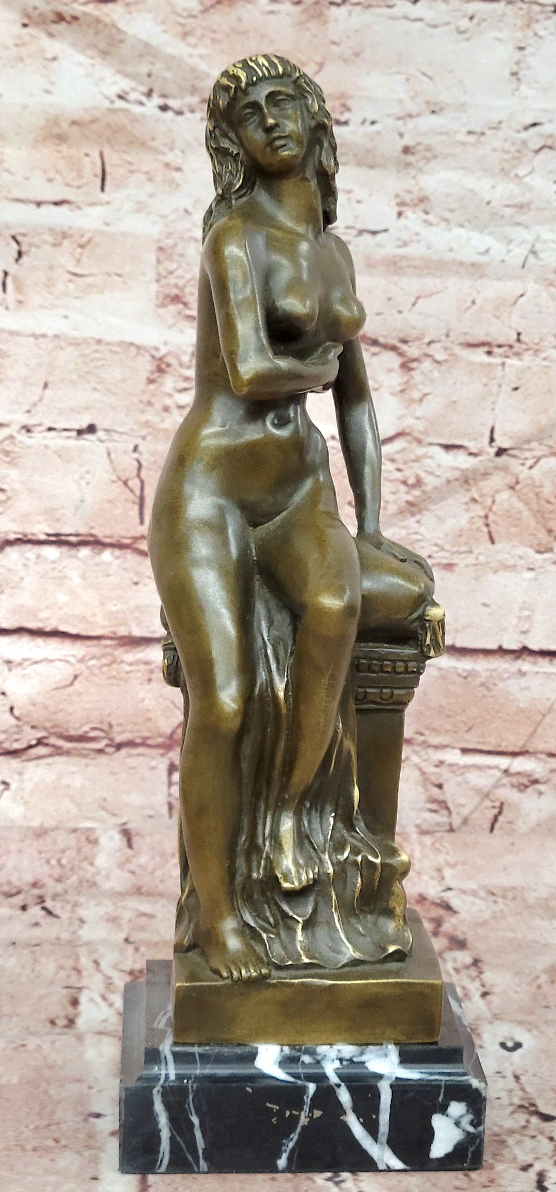 Bronze Seated Woman Sculpture Jean Patoue Neoclassical Fine Art Decor
