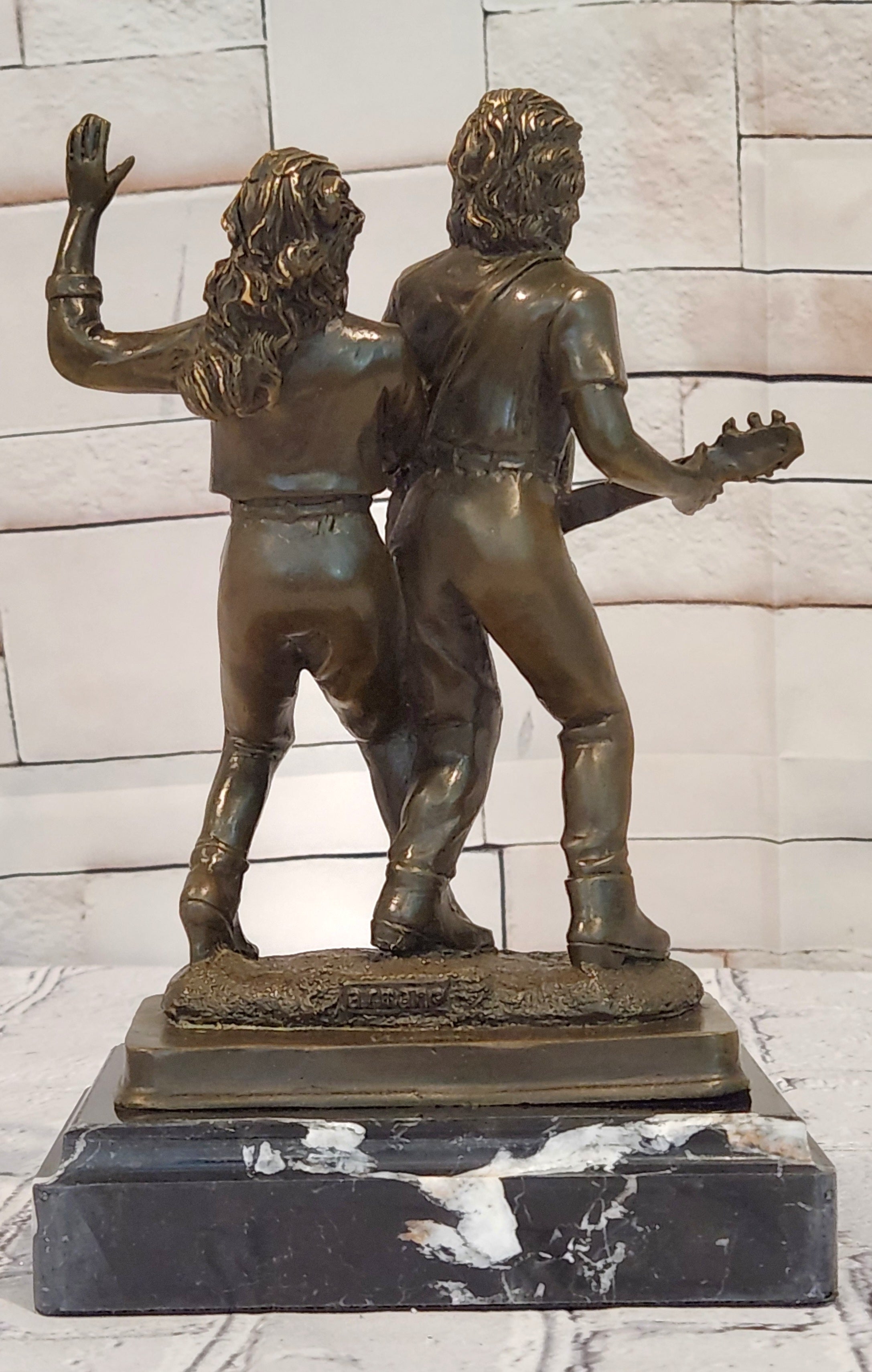 Art Nouveau Bronze Mandolin Player Girl Statue Signed Jean Patoue Sculpture